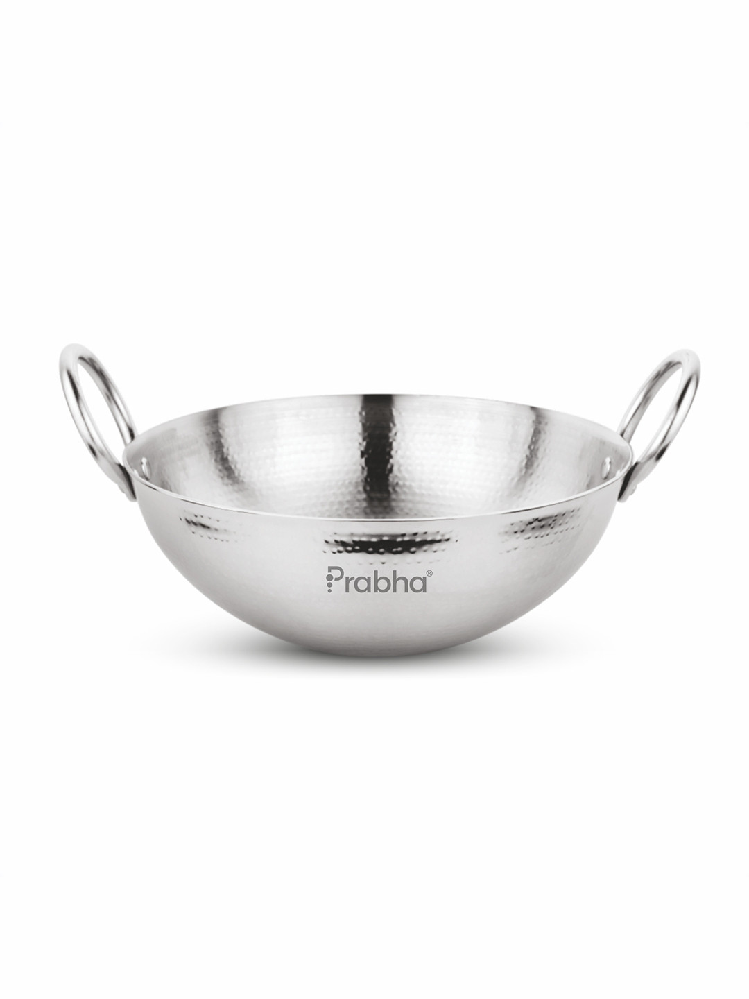 Prabha Stainless Steel Without Lid Round Bottom Hammered Kadhai - 2.4L