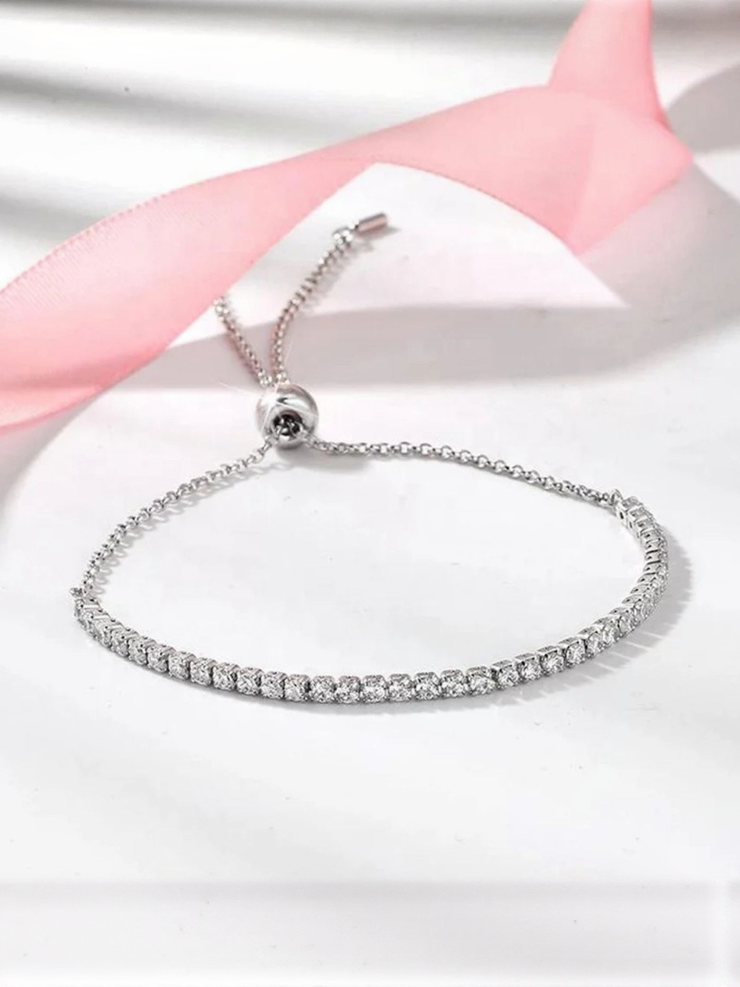 Zarkan Women Silver 925 Elegant Solitaire Silver Bracelet