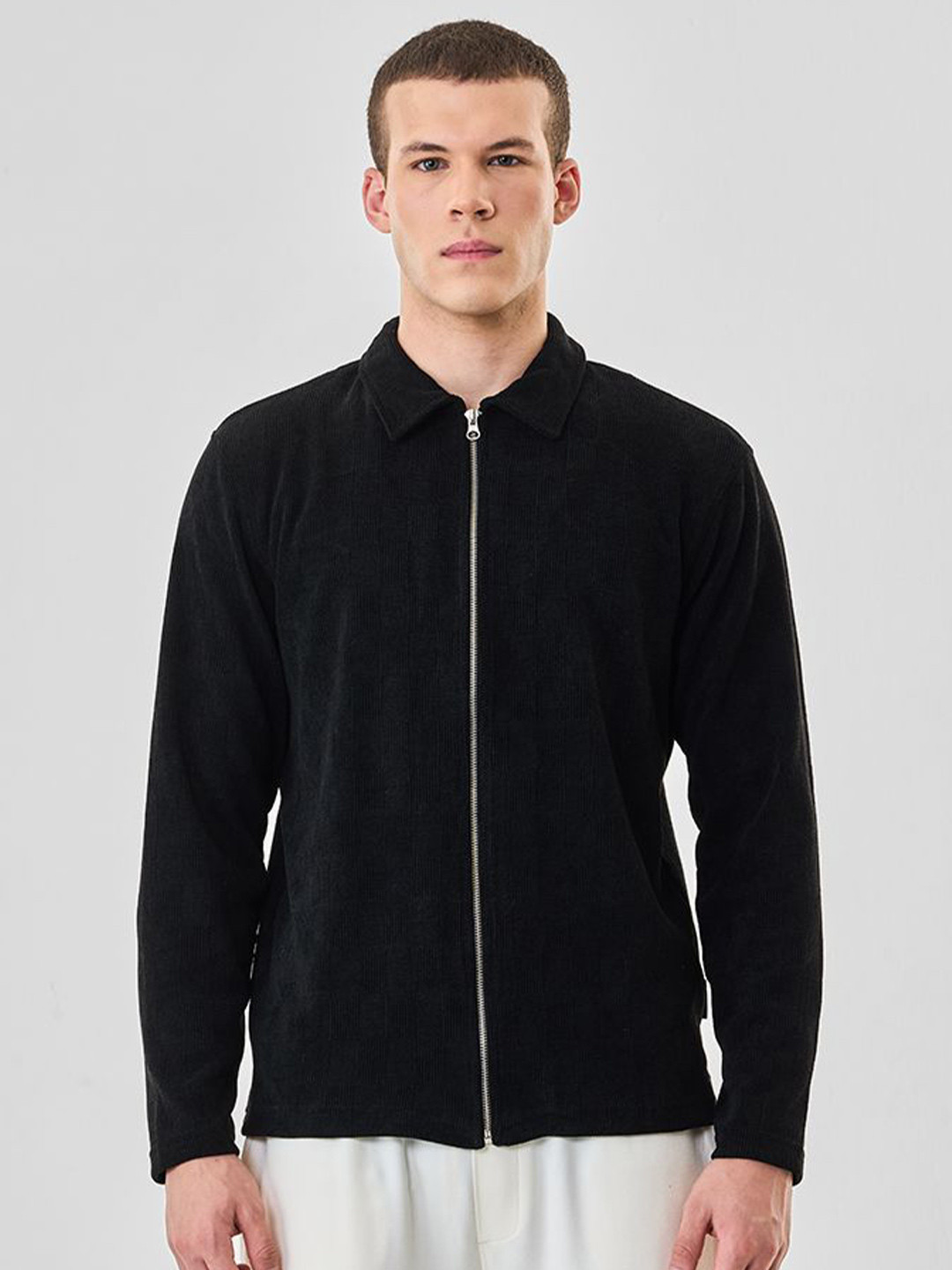 Snitch Men Black Textured Jacket