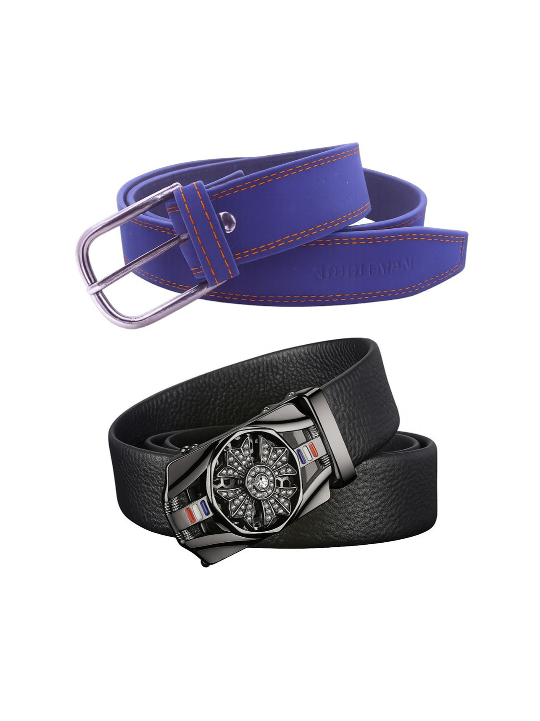 Niddleman Pack of 2 Men Belt With Tang & Slider Buckle Closure