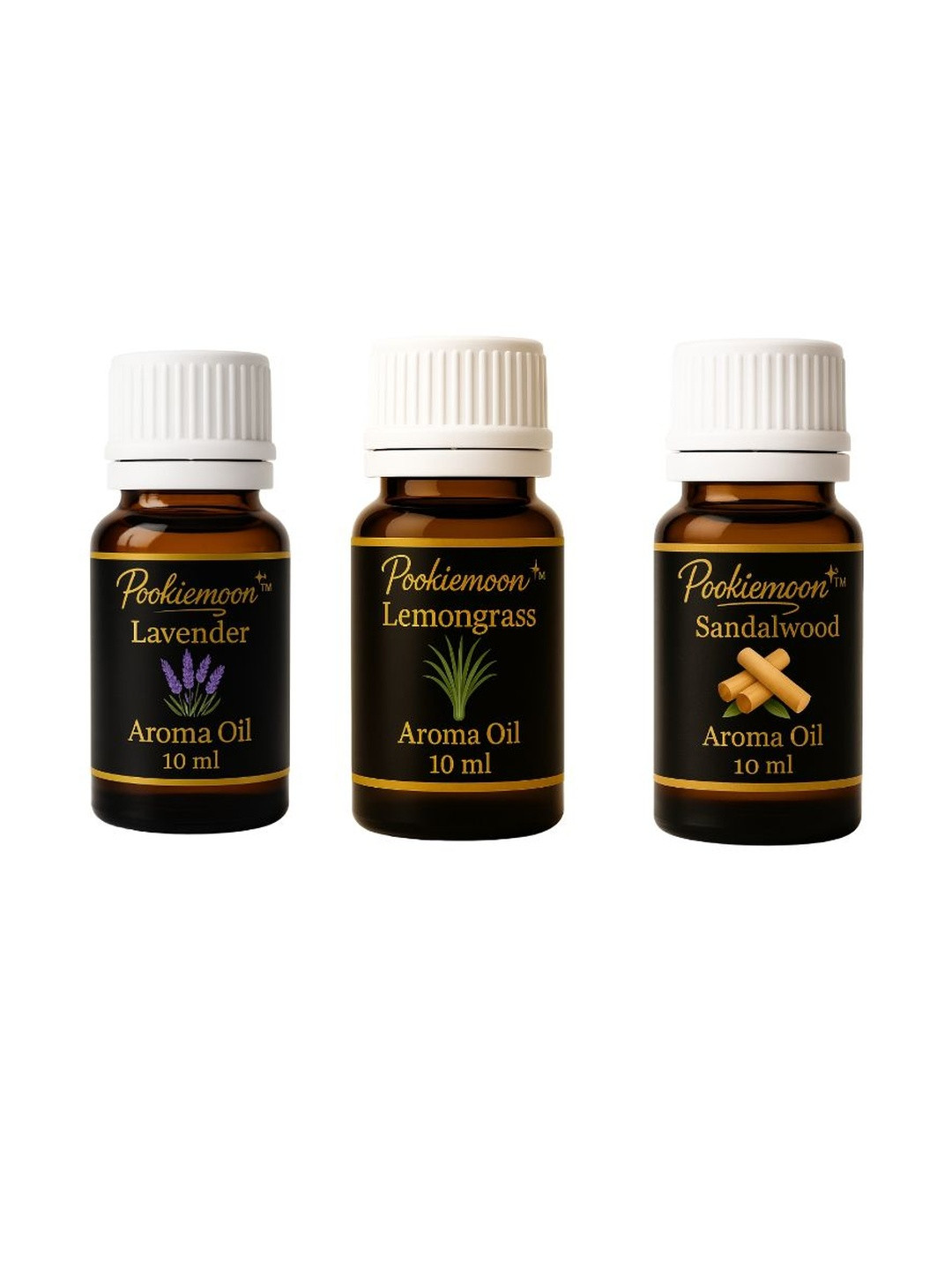 Pookiemoon Pack Of 3 10ML Lavender, Rose & Sandalwood Premium Essential Oils