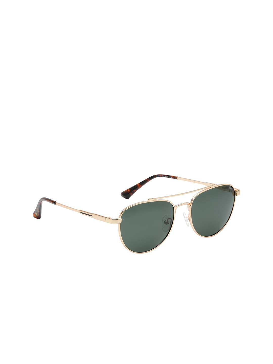 KOSCH ELEMENTE Men Green Lens & Gold-Toned Oval Sunglasses With Polarised Lens