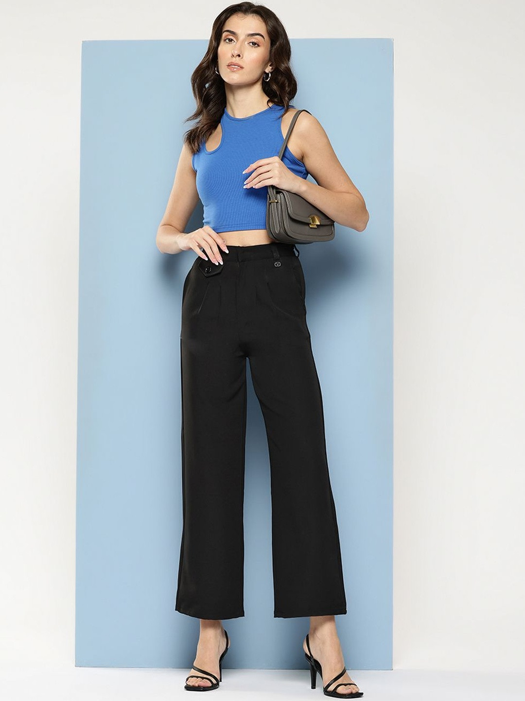 CORSICA Women Easy Wash Black Cargos Trousers