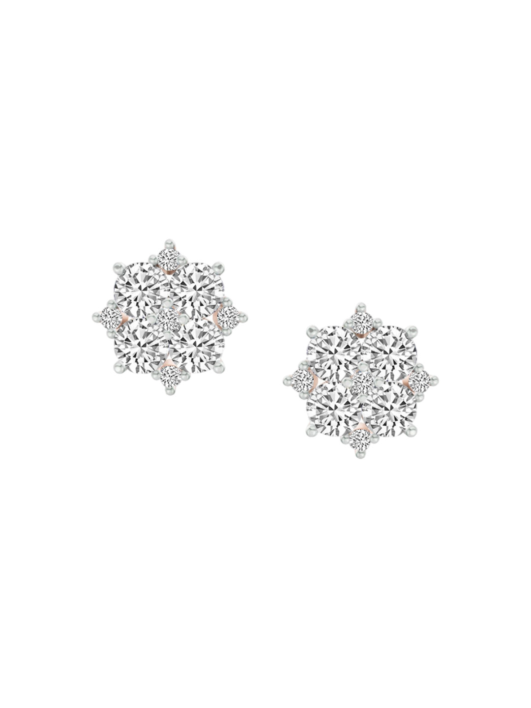 Sparkles Women 14Kt Gold Cluster Earrings With 1.23 Carat Lab Grown Diamond - 1.57 g
