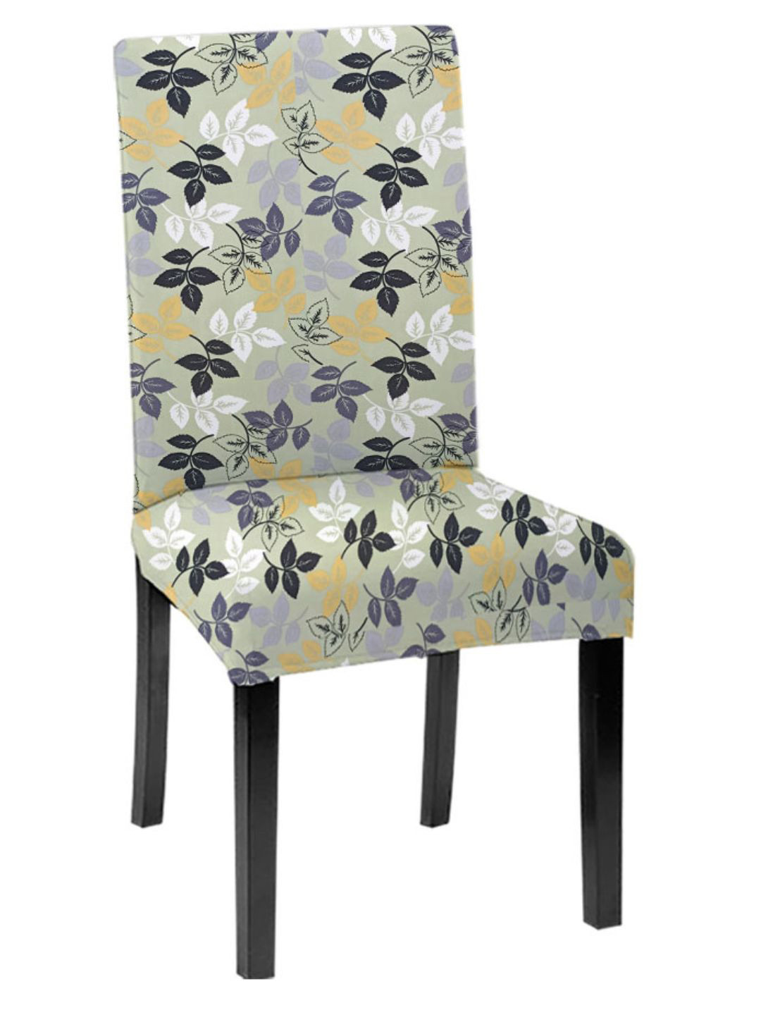Lazi 200 GSM Light Green Floral Printed Stretchable Dining Chair Covers