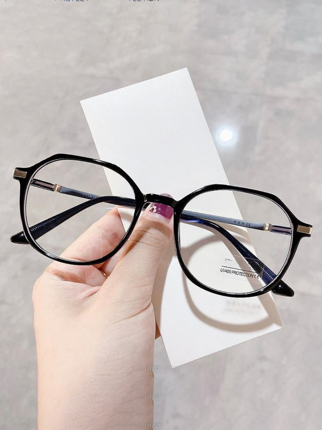 First Lens Unisex Full Rim Round Frames Chic Square Blue Light Computer Glasses B002