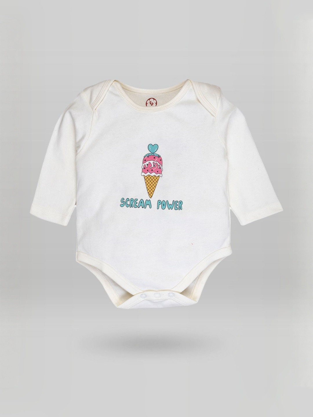 THE COTTON BABY Unisex Kids Cream Printed Pure Cotton Romper