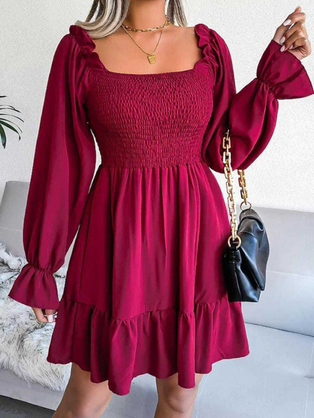 a-asiya enterprises Women Square Neck Fit & Flare Dress