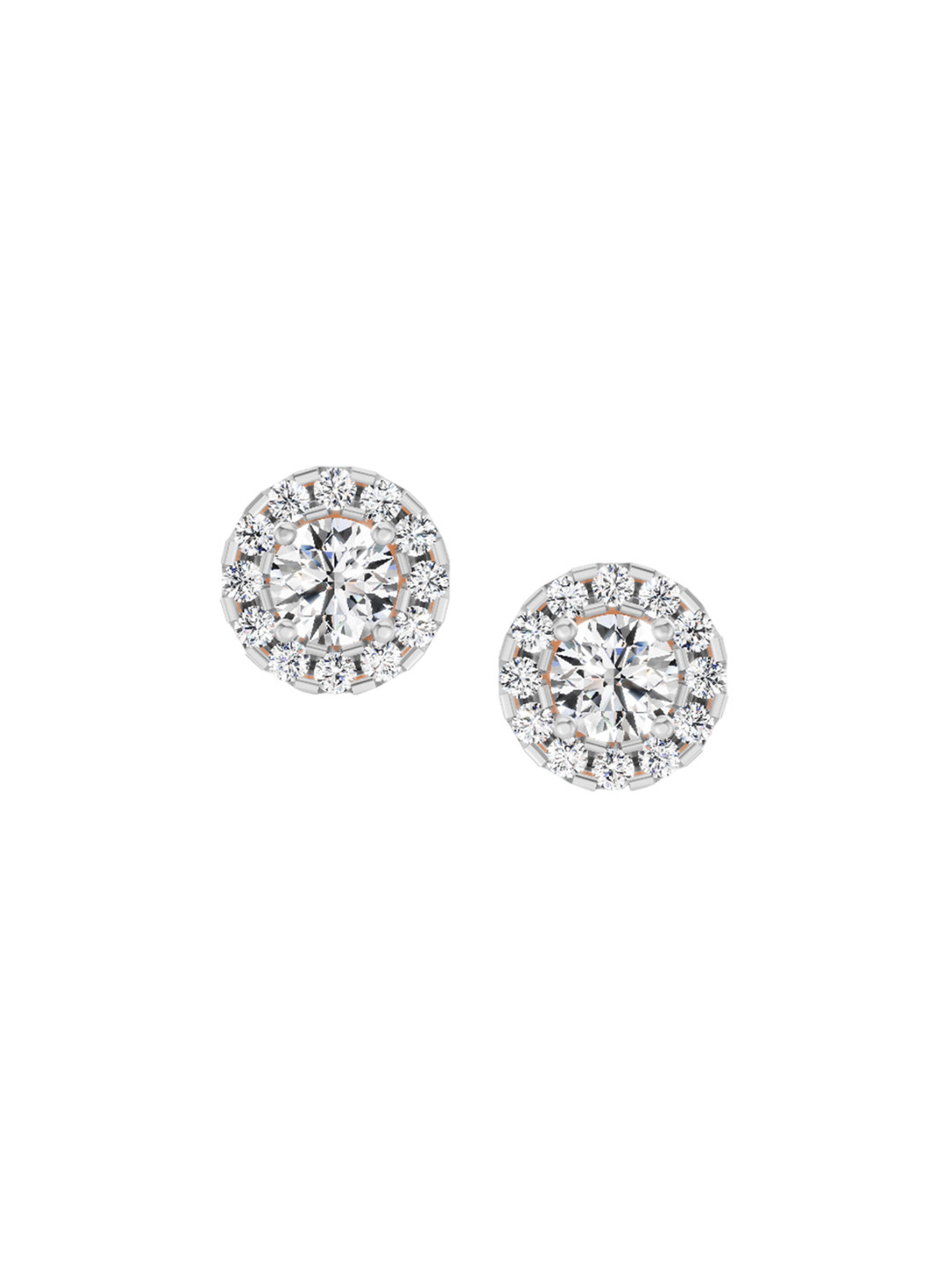 Sparkles 14Kt Round Halo Stud Earrings With 1 Ct Lab Grown Diamond - 1.08g