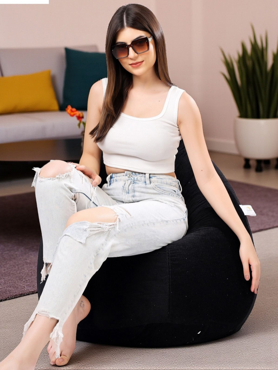 Coaster Shine Black Tear Drop Shaped Bean Bag Cover