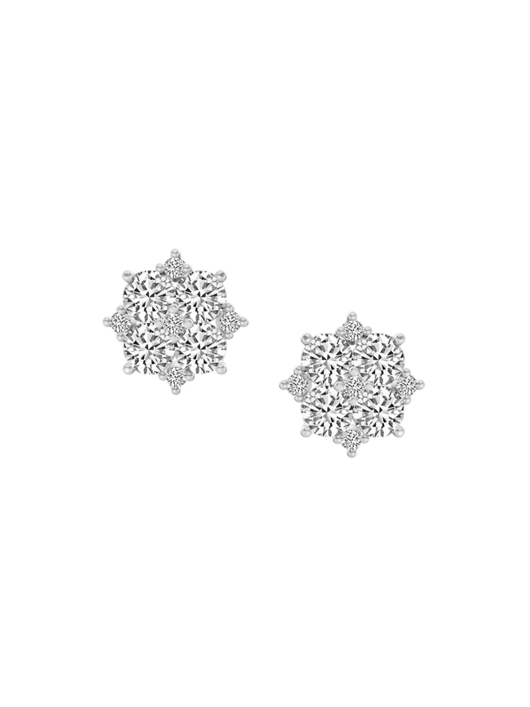 Sparkles Women 14Kt Gold Round Cluster 1.23 Ct Lab Grown Diamond Earrings - 1.57 g