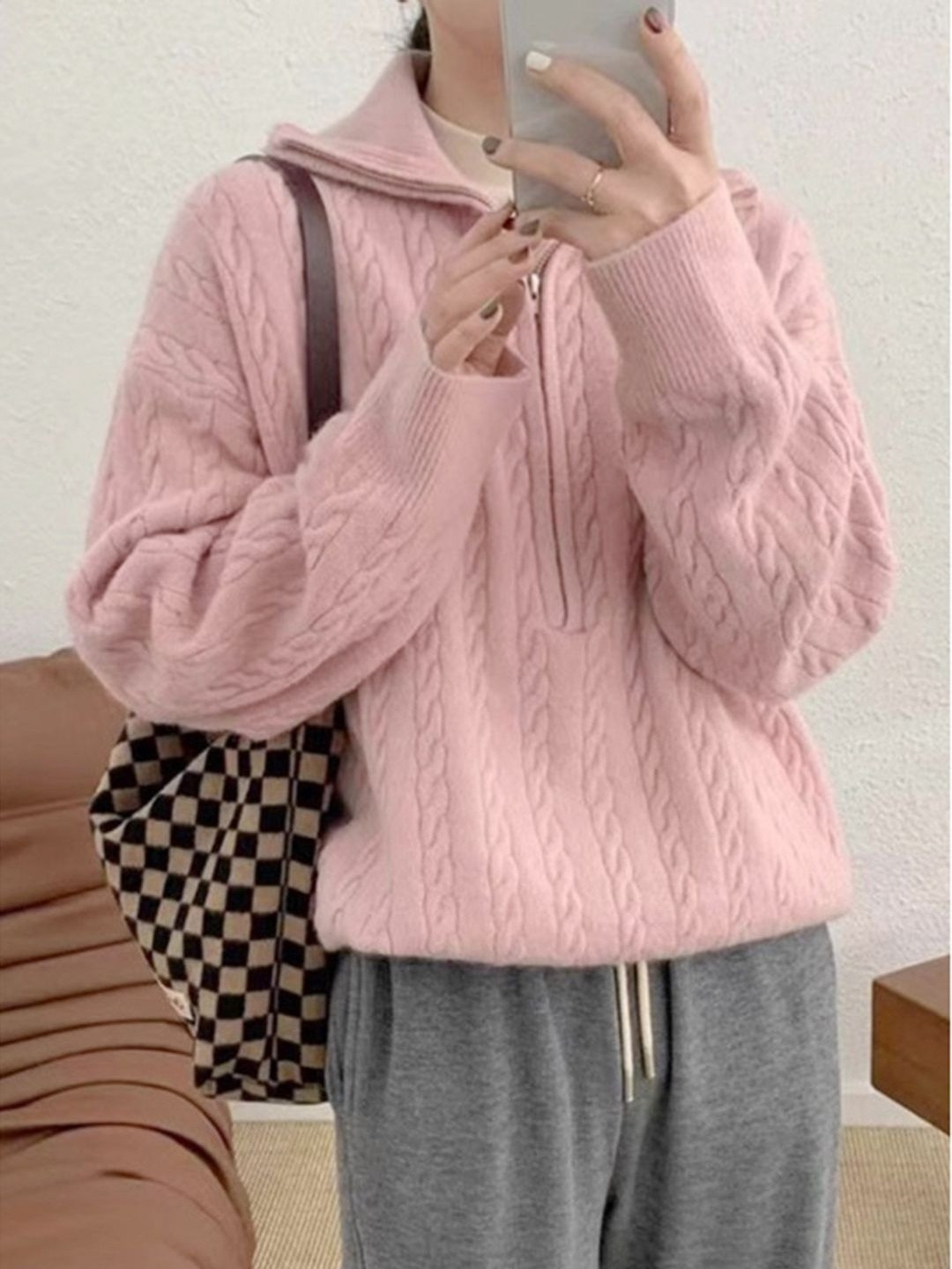 DressBerry Women Pink Cotton Pullover Sweaters