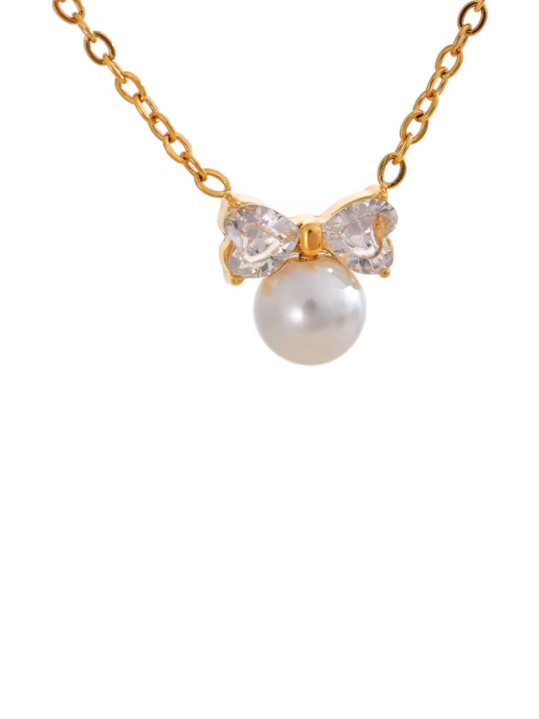 INTERSTELLAR Gold-Plated Bow With Pear & American Diamond Pendants