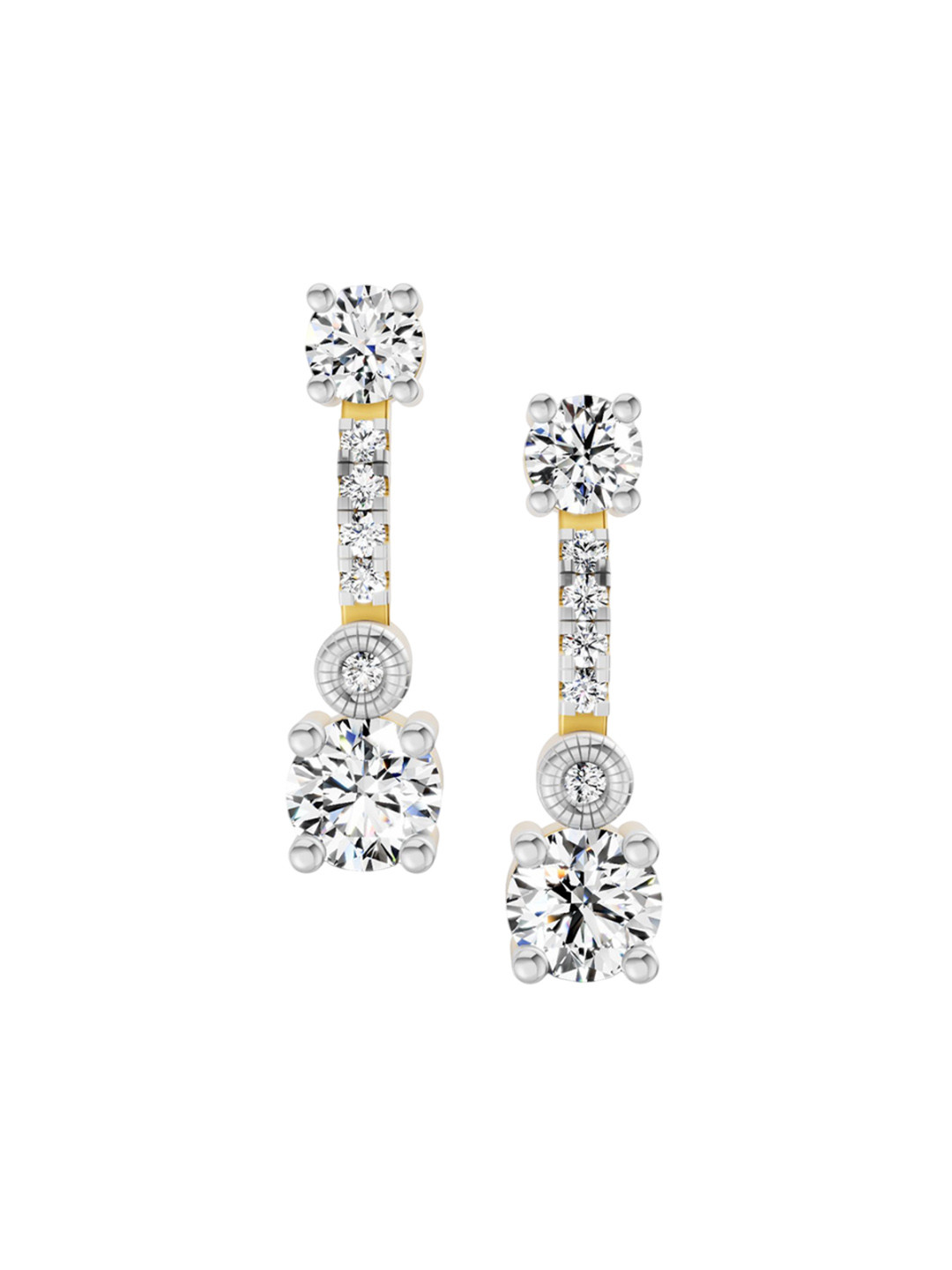 Sparkles 14Kt Gold Round Linear Drop Earrings With 0.74 Carat Lab Grown Diamond - 2.2 g