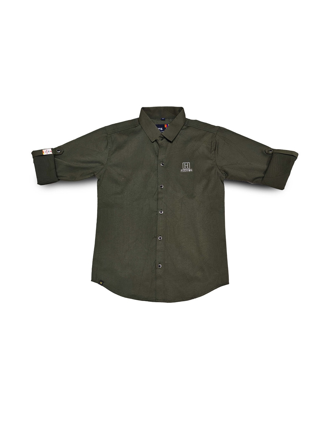 Havok kids Boys Green Spread Collar Long Sleeves Polycotton Shirt