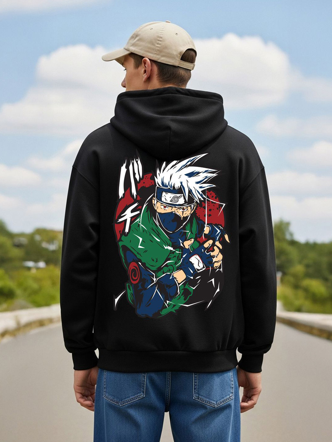 MaverIQ Men Naruto Anime Printed Hooded Neck Full Sleeve Hoodie