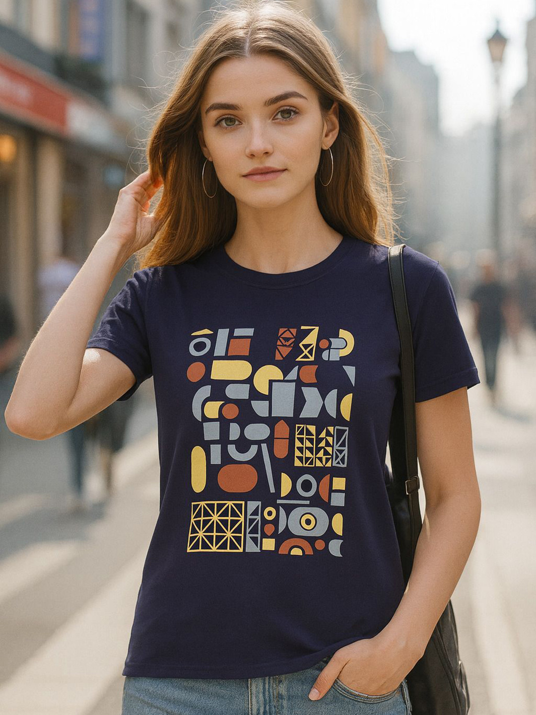 Fabflee Women Printed Regular Fit Cotton T-shirt