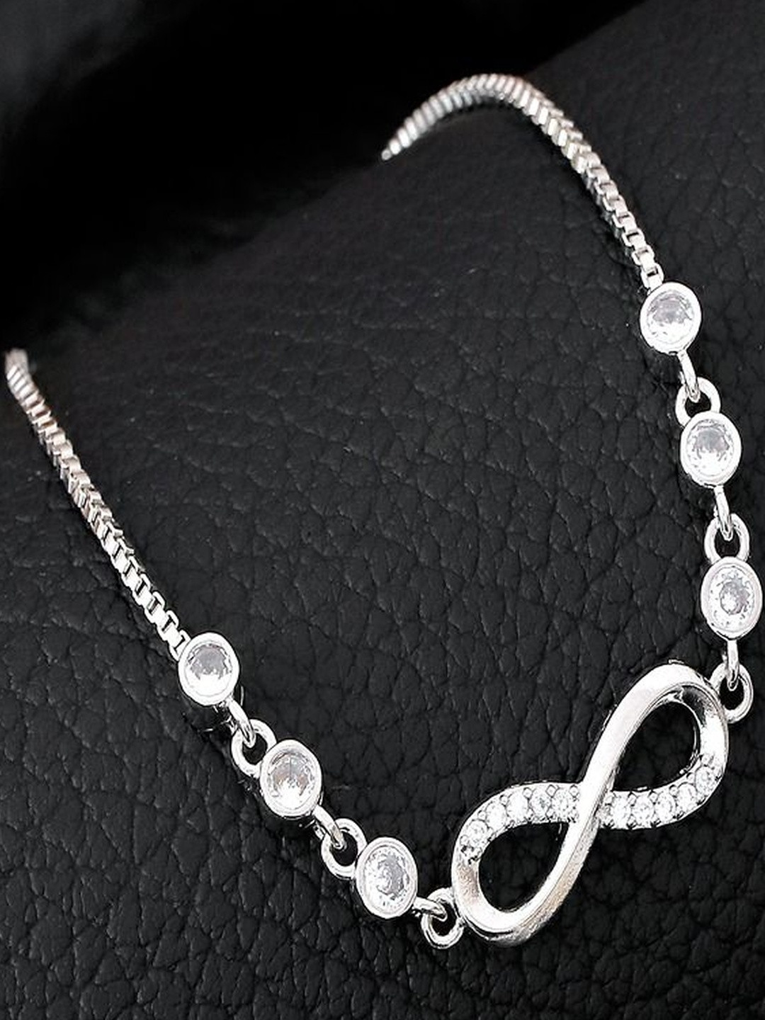 Jewelgenics Women Alloy Cubic Zirconia Antique Silver-Plated Charm Bracelet