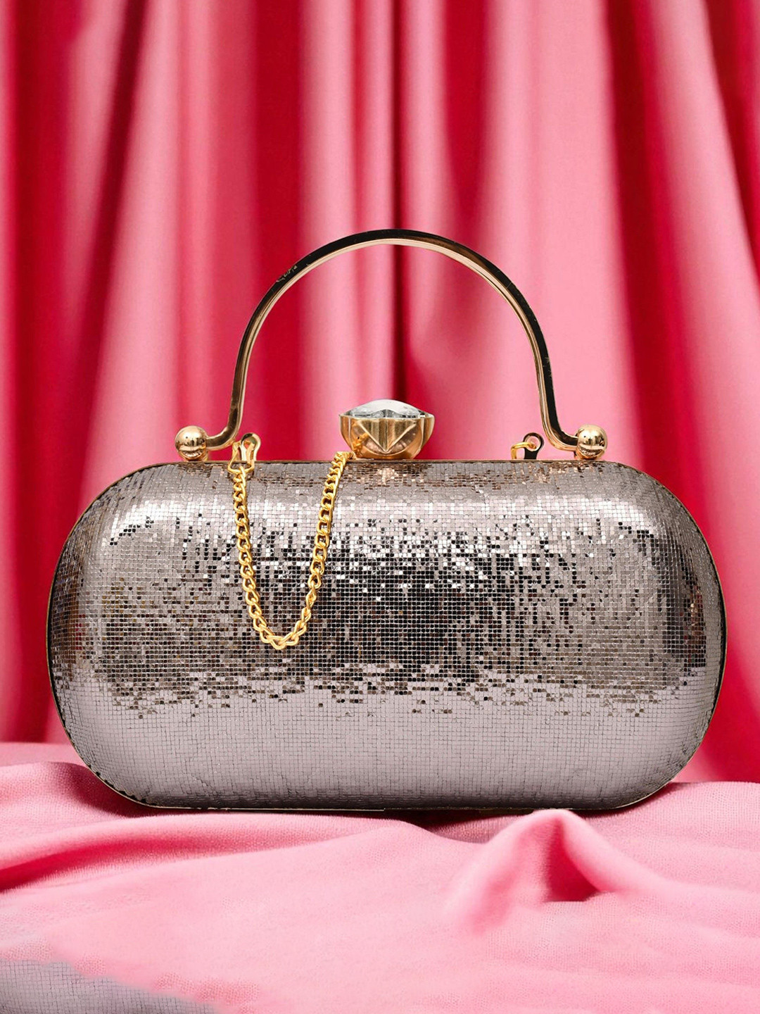 FOR THE BEAUTIFUL YOU Women Embellished Box Glossy Clutch