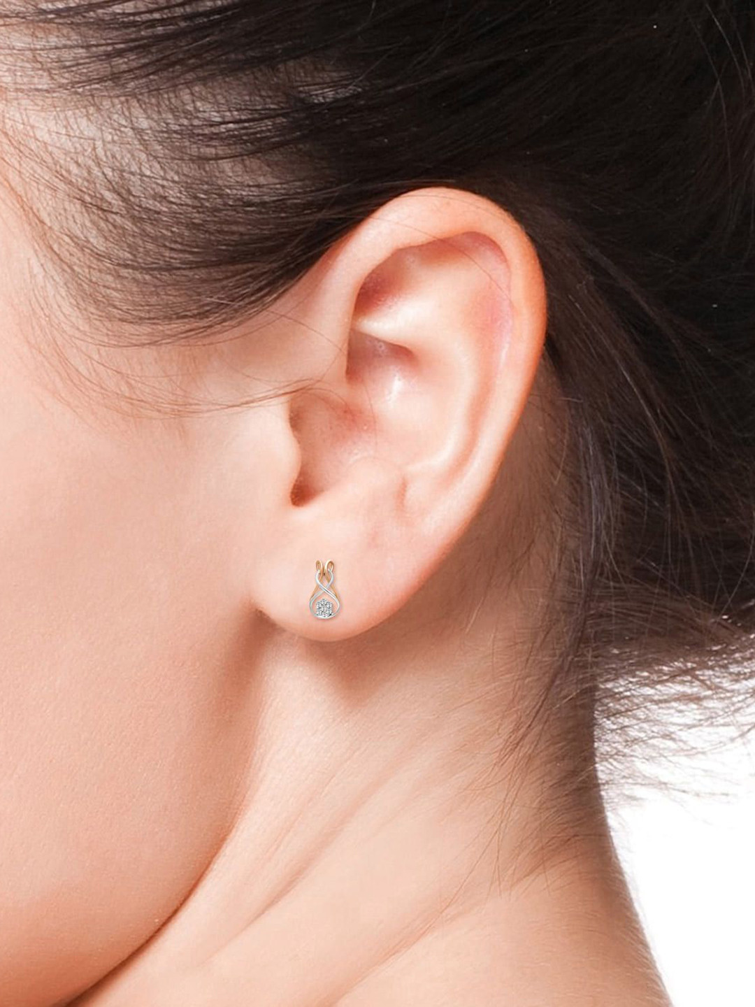 Sparkles 14Kt Gold Cluster Fancy Earrings With 0.14 Carat Lab Grown Diamond - 1.90 g