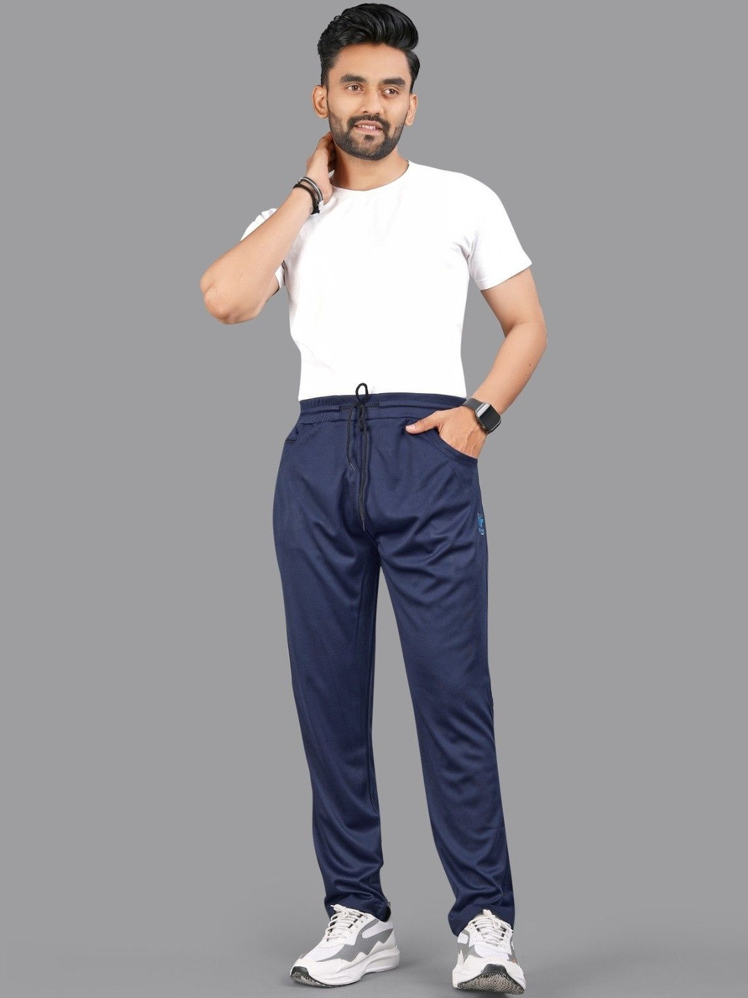 ISUEL FAB Men Navy Blue Lyocell Running Track Pants