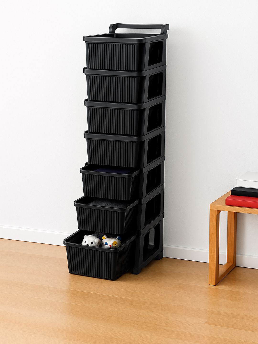 Kuber Industries Black 7-Layer Storage Drawer Organizer With Wheels