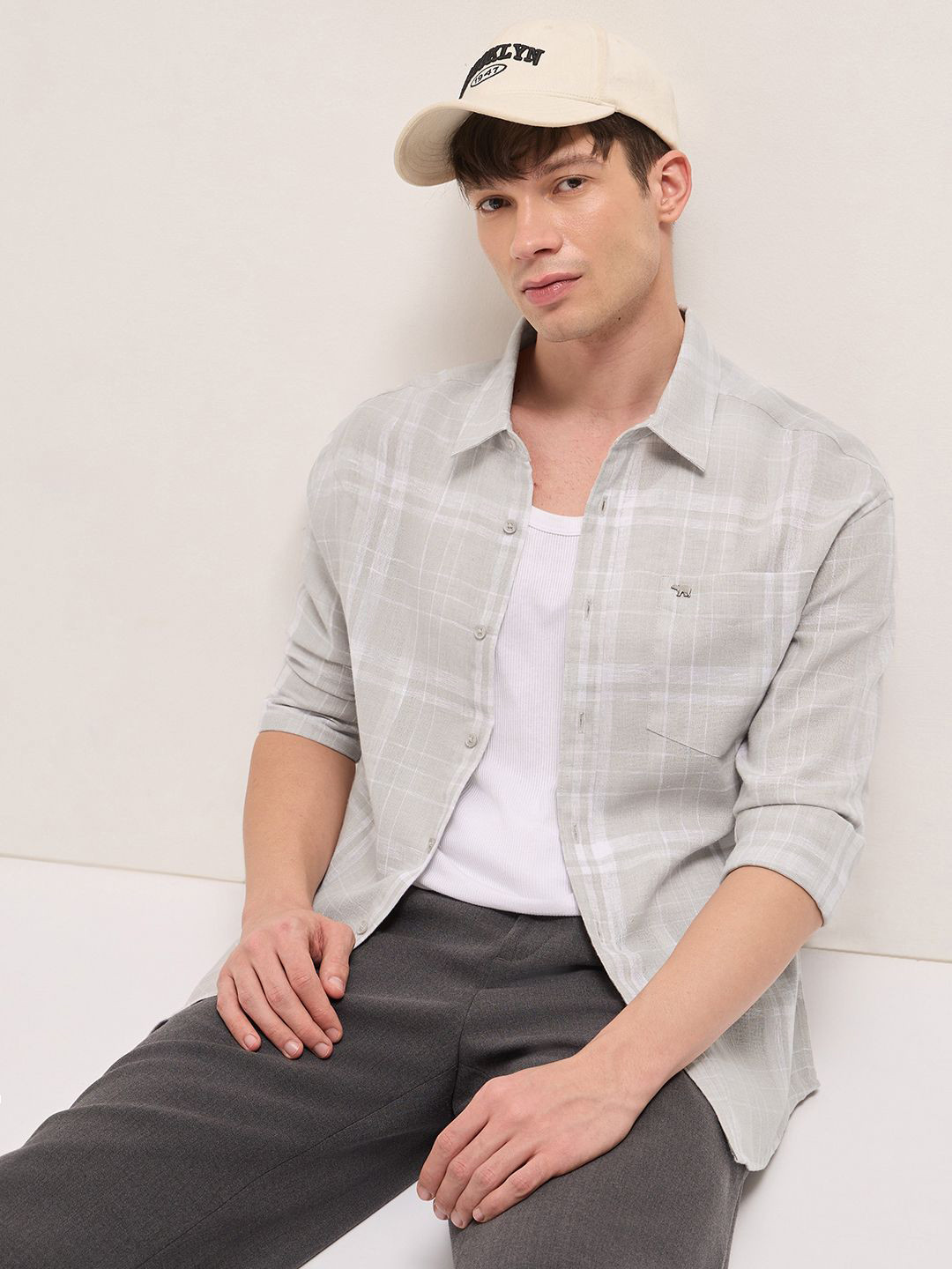 THE BEAR HOUSE Men Cotton Woven Checked Relax Fit Casual Shirt