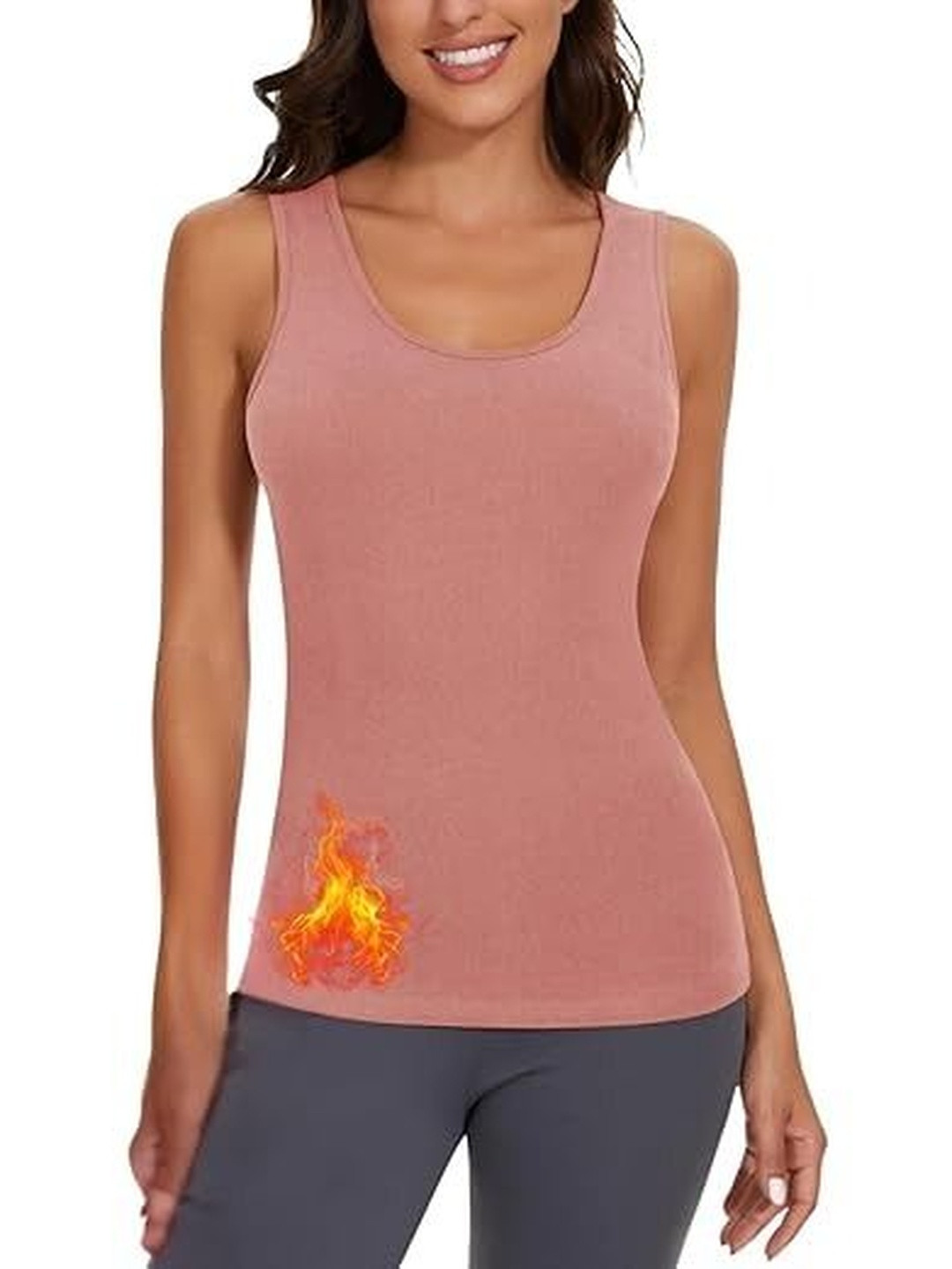 Eleg & Stilance Women Pink Round Neck Sleeveless Stretchable Cotton Camisole