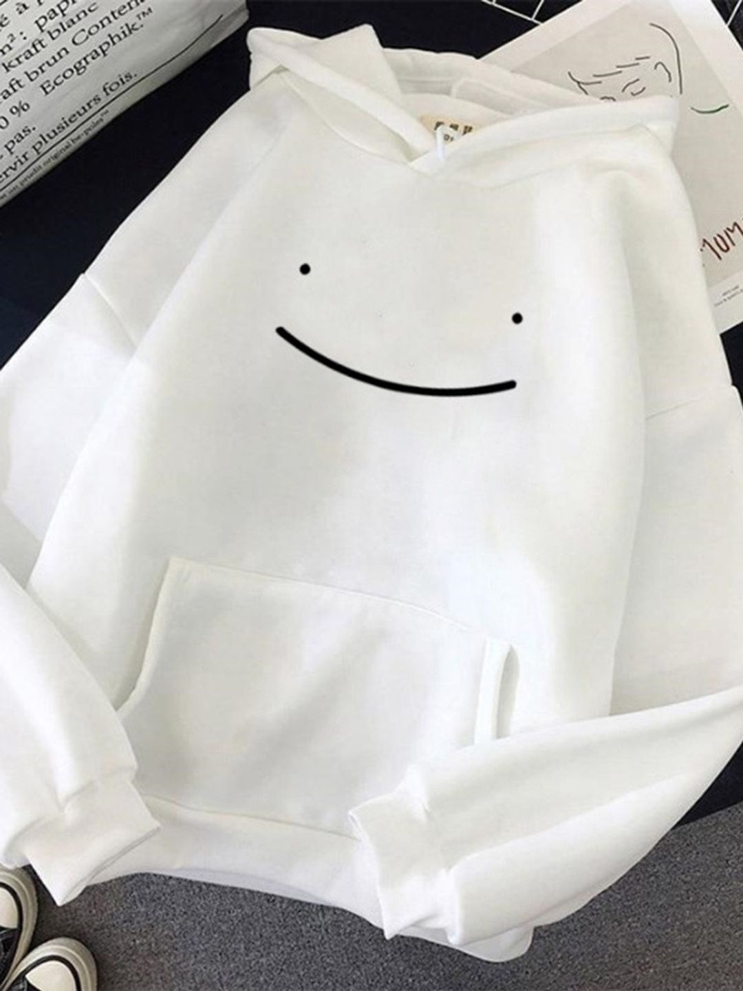 HERE&NOW Women White Solid Polyester Sweatshirts