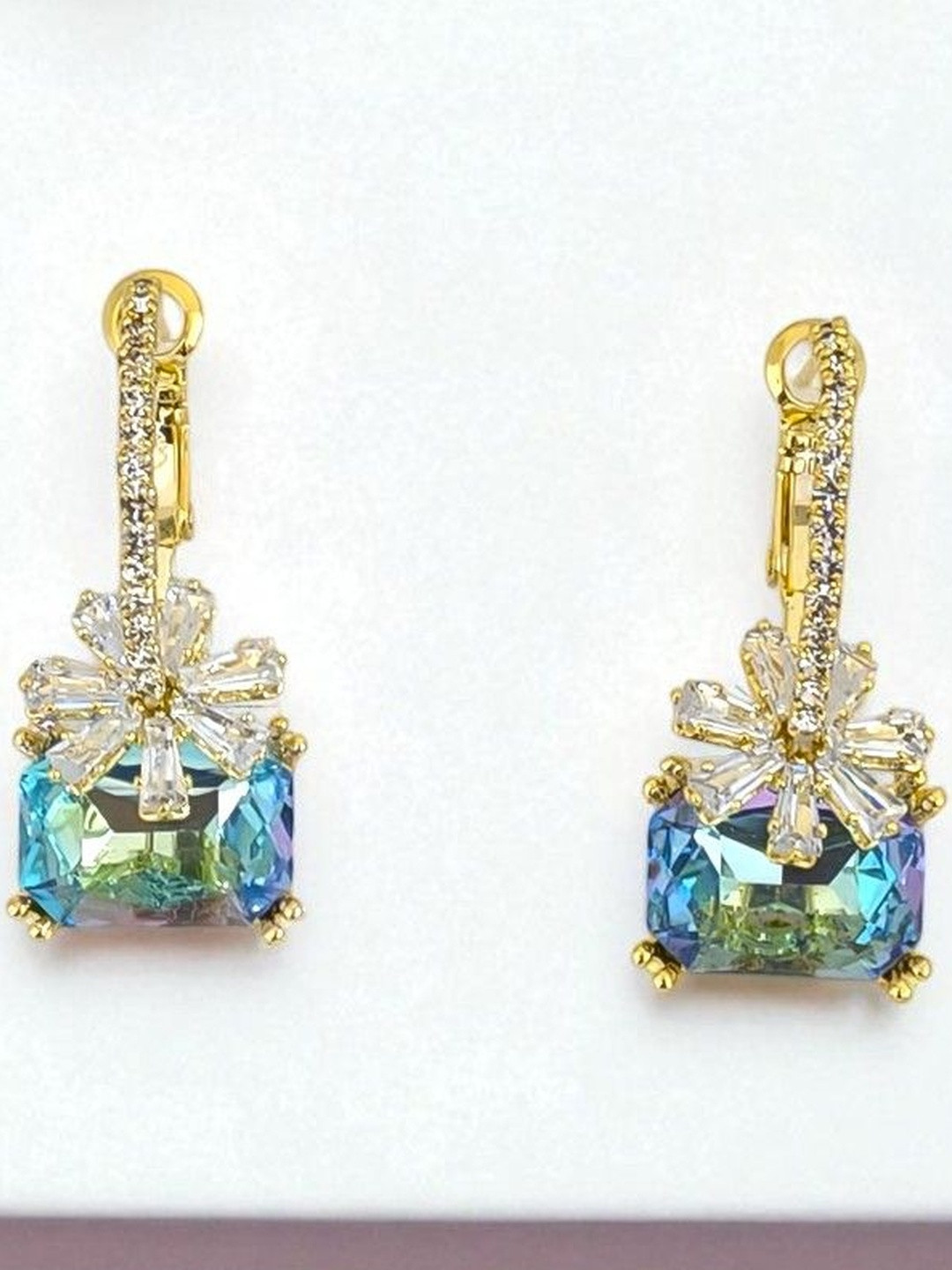 AVANT-GARDE PARIS Cubic Zirconia Studded Floral Hoop Earrings