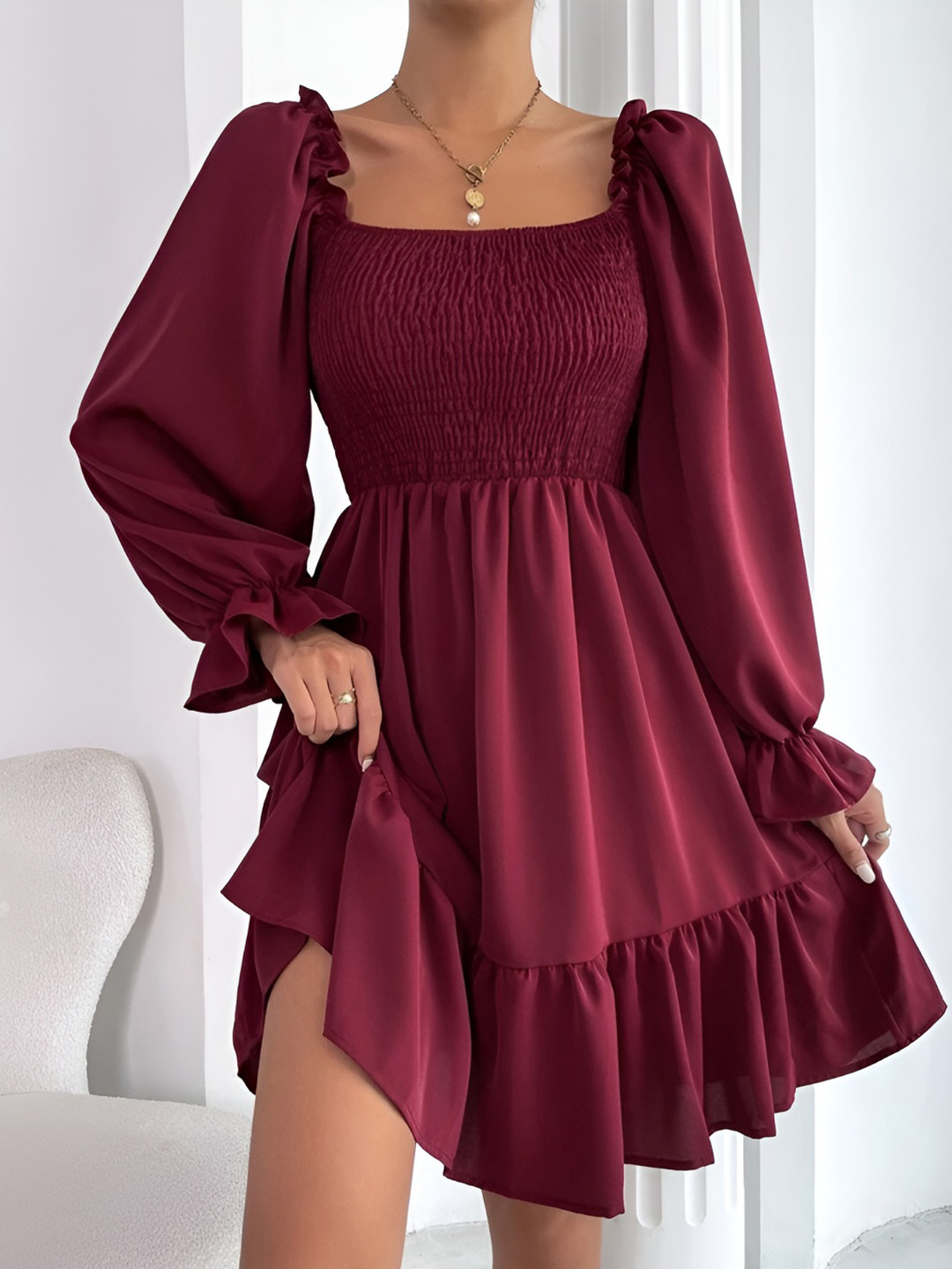 new taj fashion Gathered or Pleated Fit & Flare Above Knee Dress