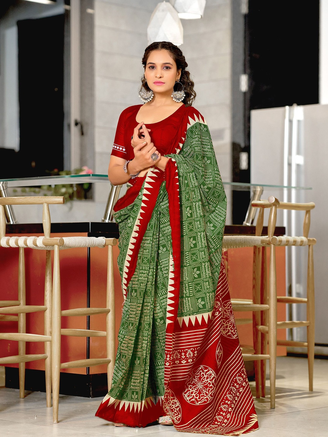 Moda Rapido Pure Cotton Designer Abstract Print Saree