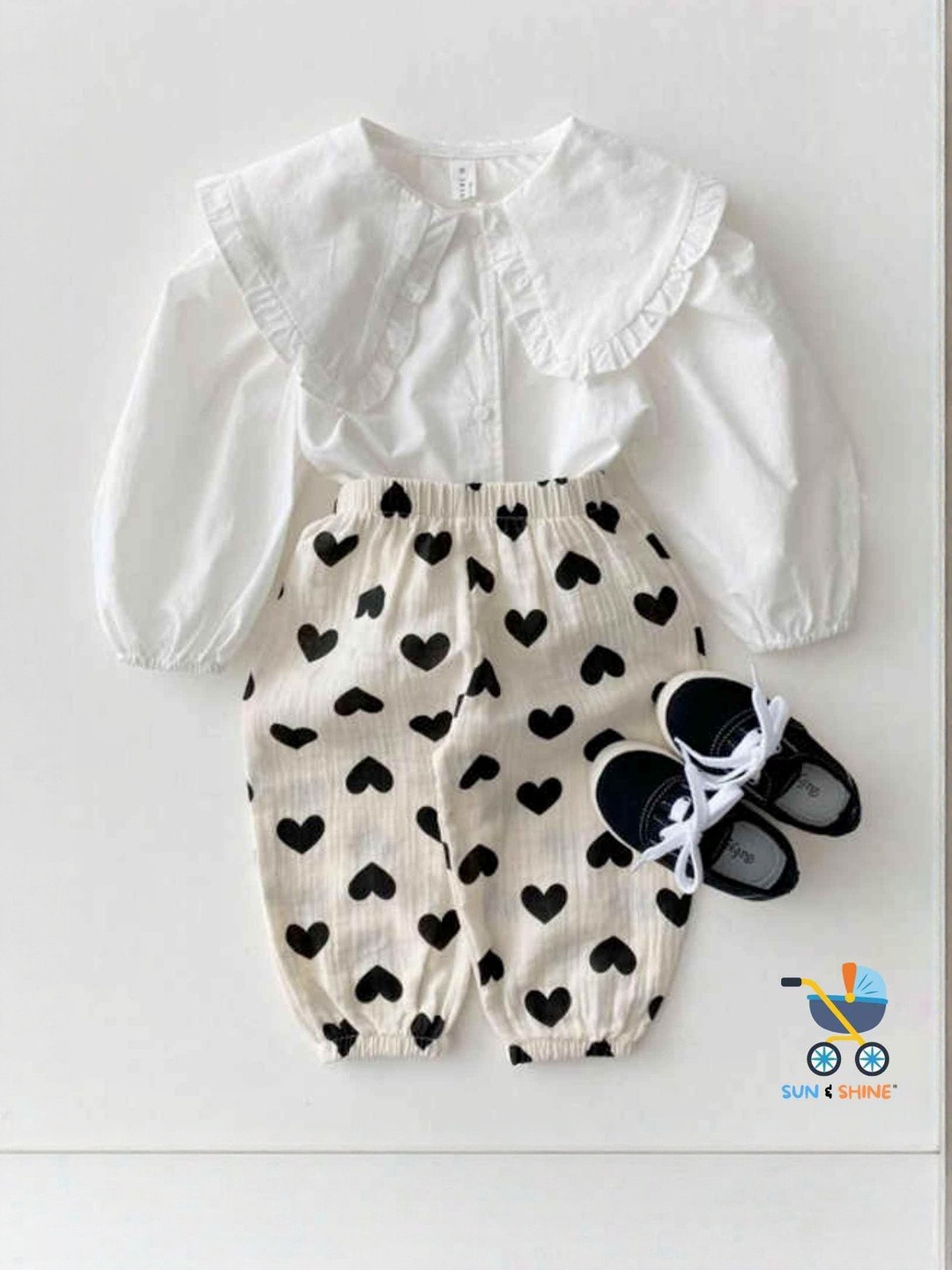 Sun & Shine Girls Heart Printed Soft Trousers