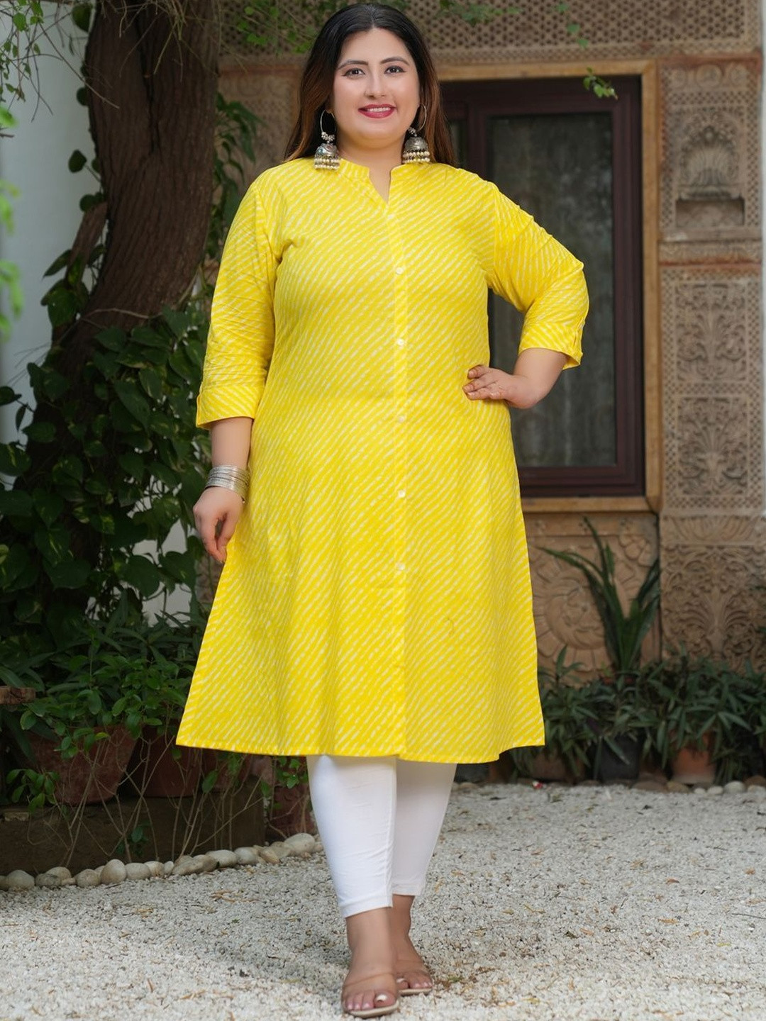 DIVASTRI Women Yellow Voile A-Line Kurtas