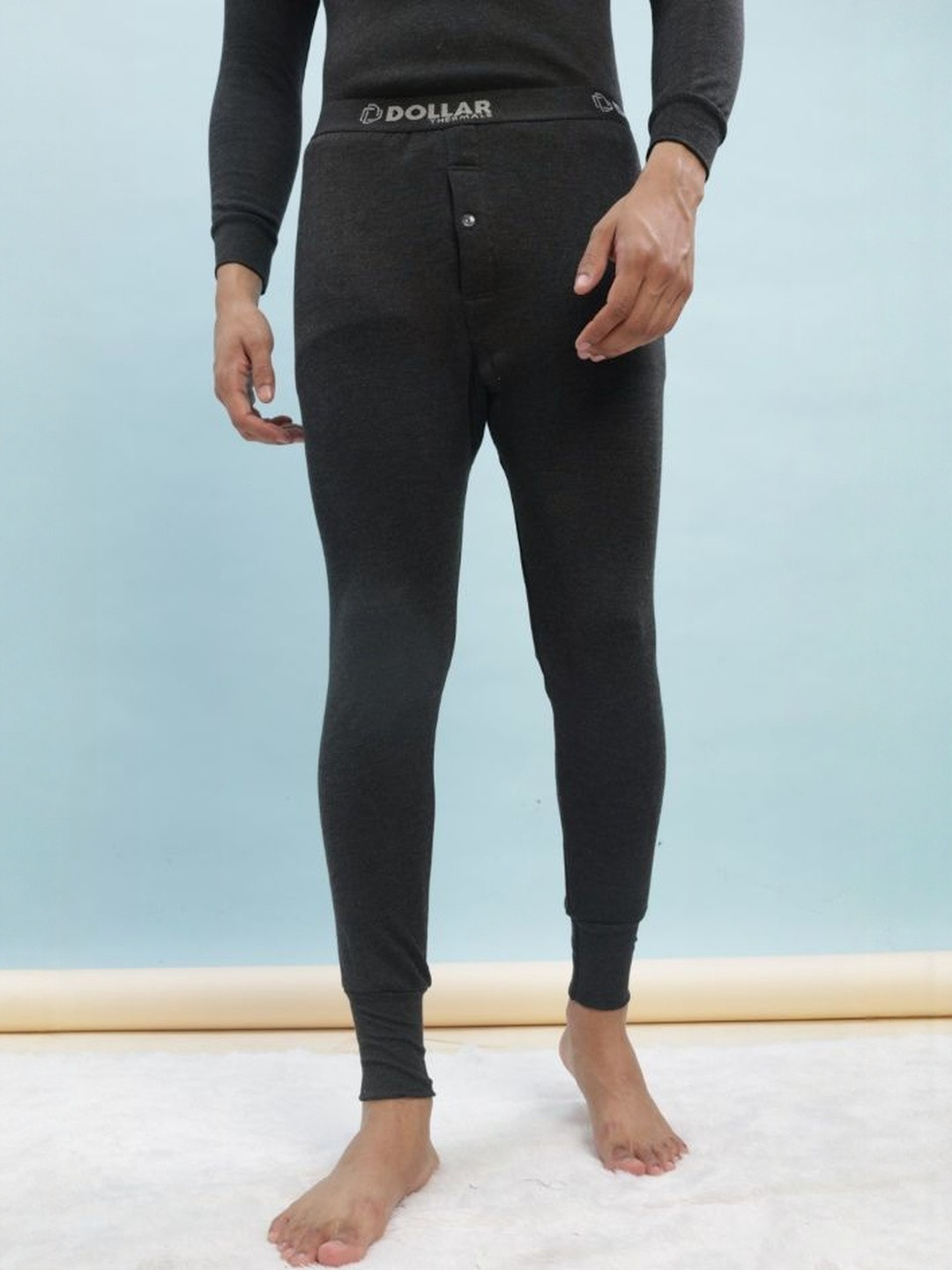 Dollar Men Black Solid Wintercare Casual Thermal TE Trouser