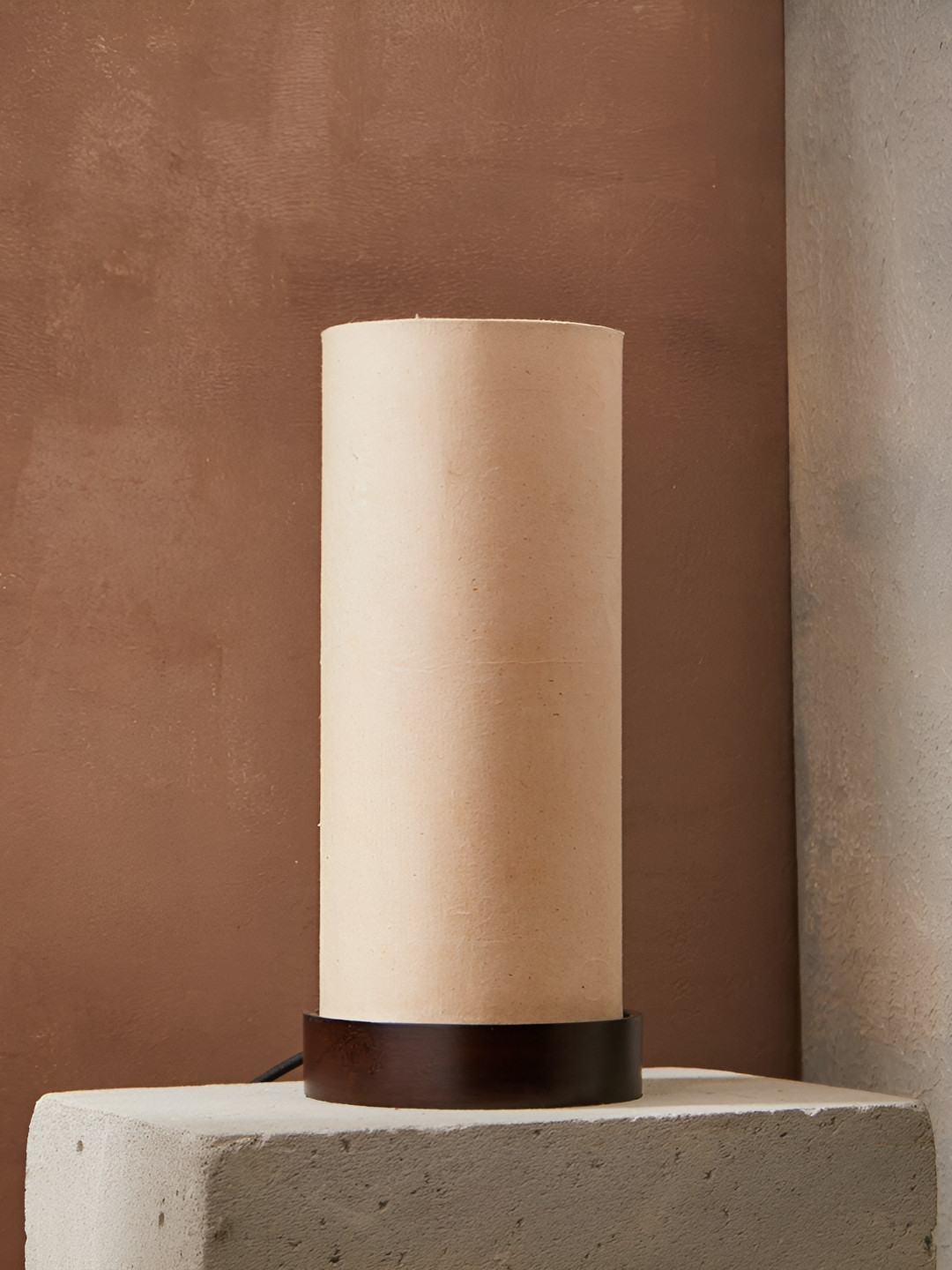 Fabindia Kaashi Beige & Brown Cylindrical Shaped Table Lamp