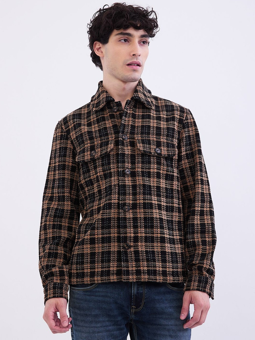SPYKAR Men Black Cotton Jackets