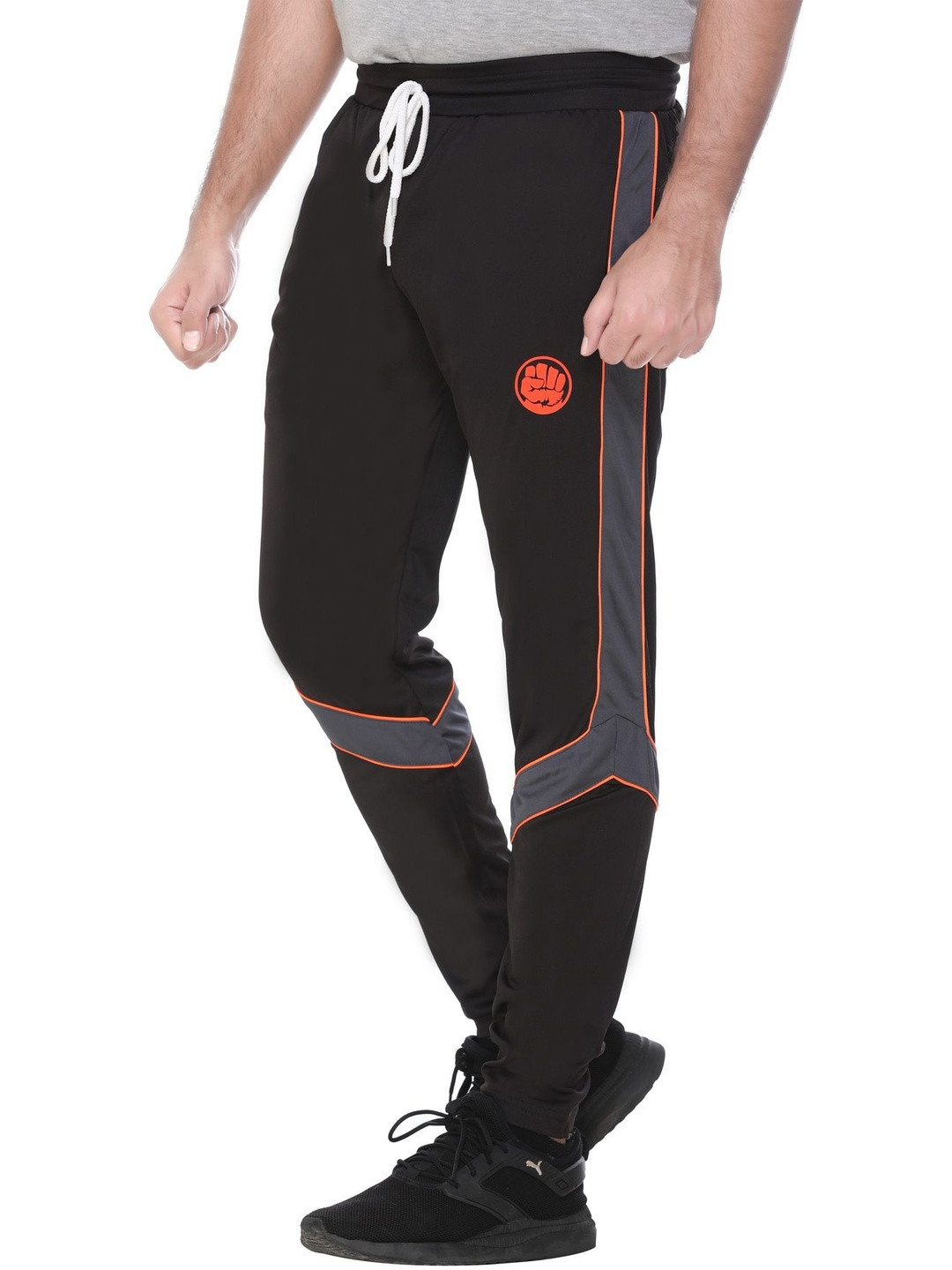 LEE BONEE Men Black Polyester Training or Gym Track Pants