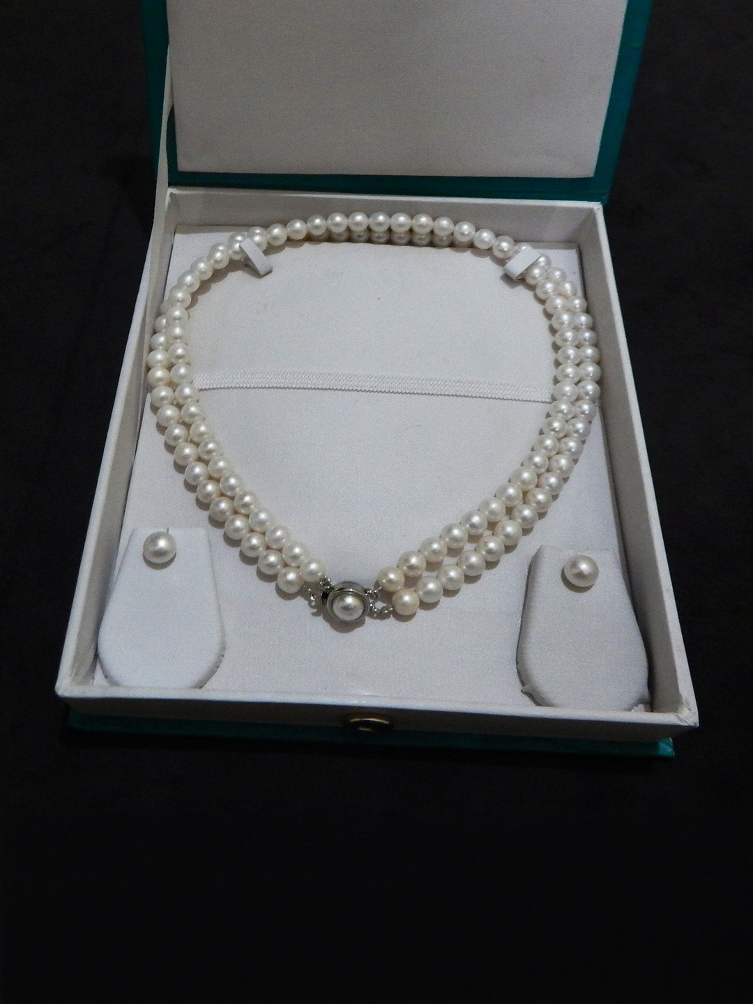 Jaya Vision Jewelry Women 2 Line Real Pearl Choker Jewellery Set