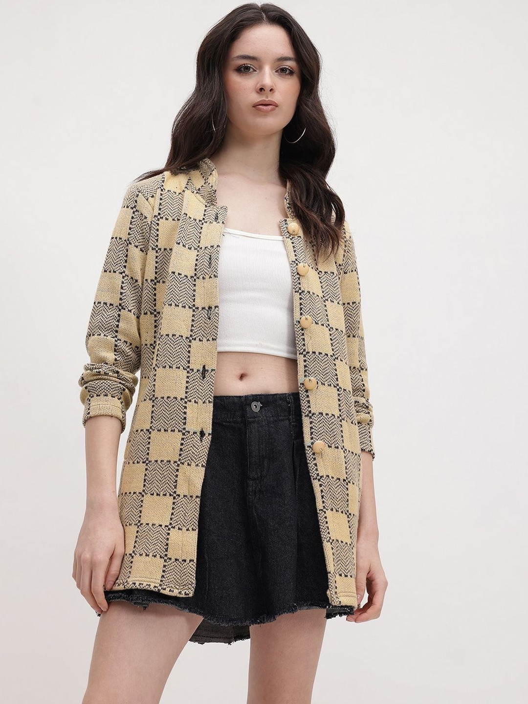 Roadster Women Beige Wool Cardigan Sweaters