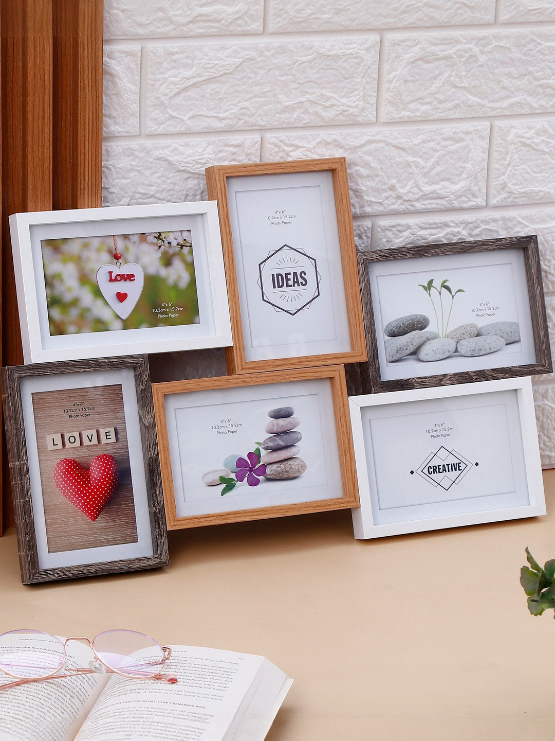 Archies Brown Wooden 5 to 7 Multi-Space Photo Frame