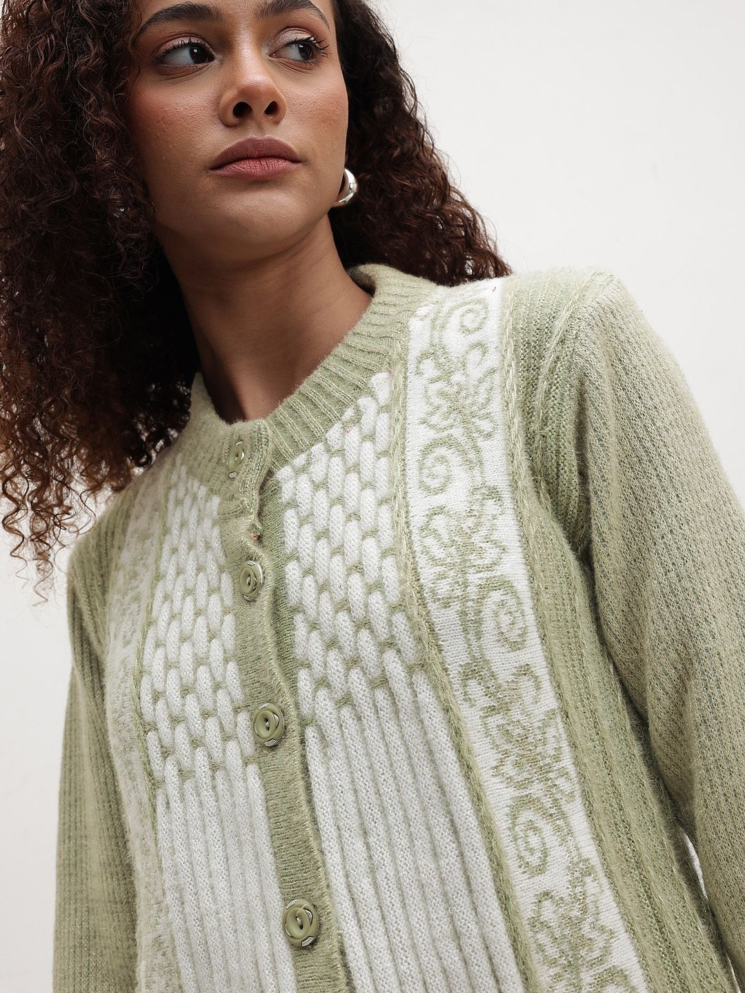 Roadster Women Green Wool Cardigan Sweaters