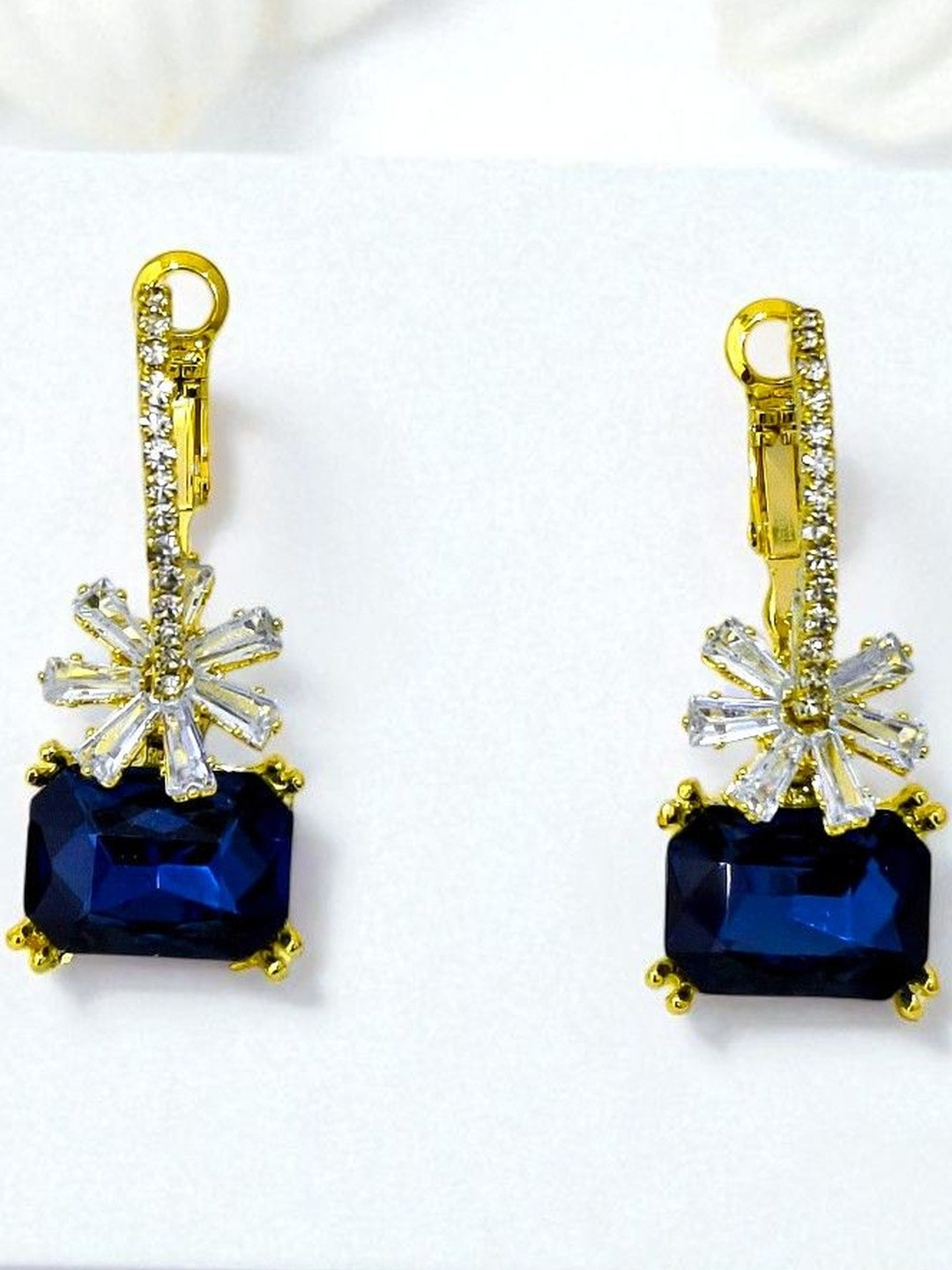 AVANT-GARDE PARIS Cubic Zirconia Studded Floral Hoop Earrings