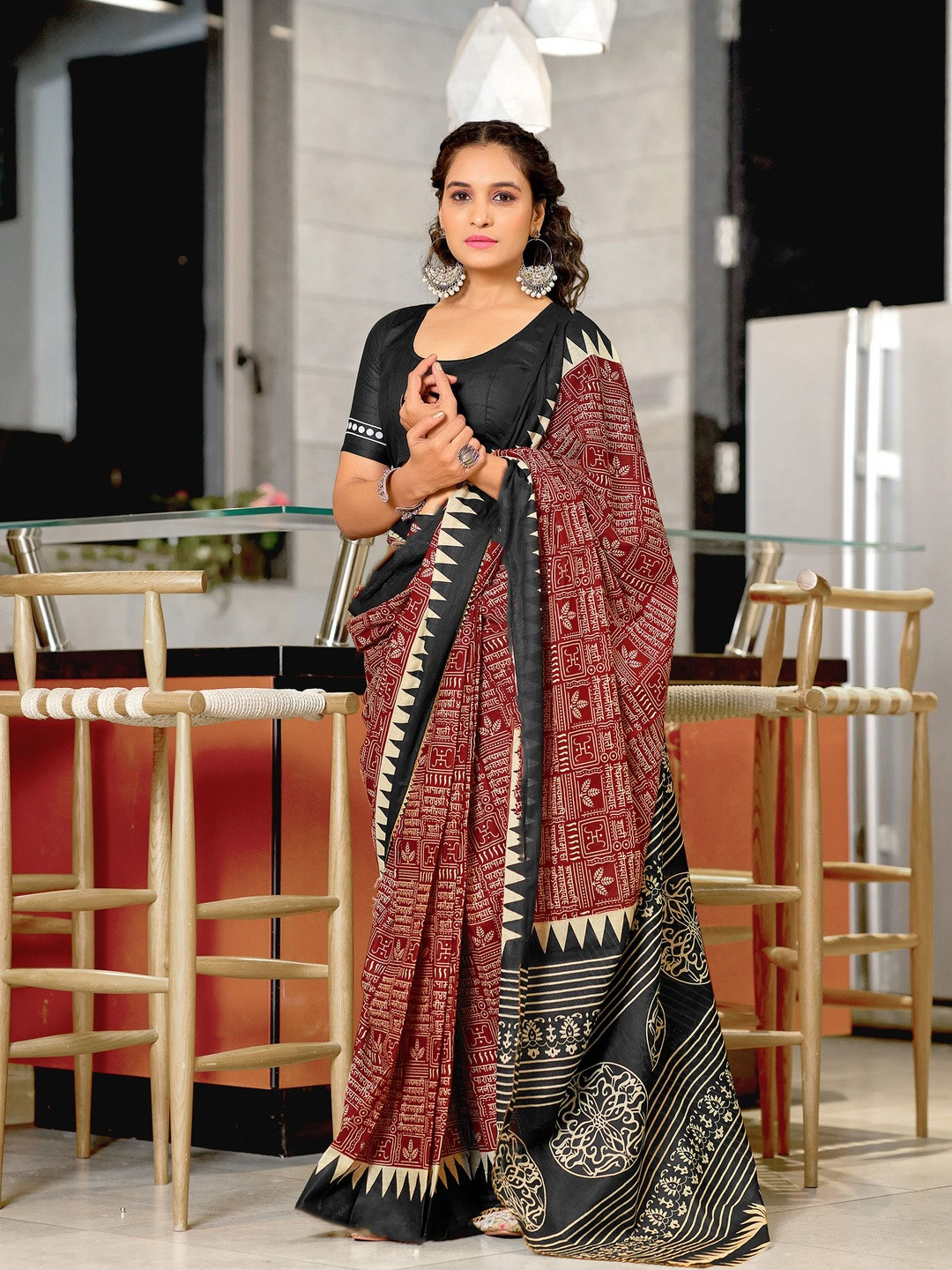 Moda Rapido Pure Cotton Designer Abstract Print Saree