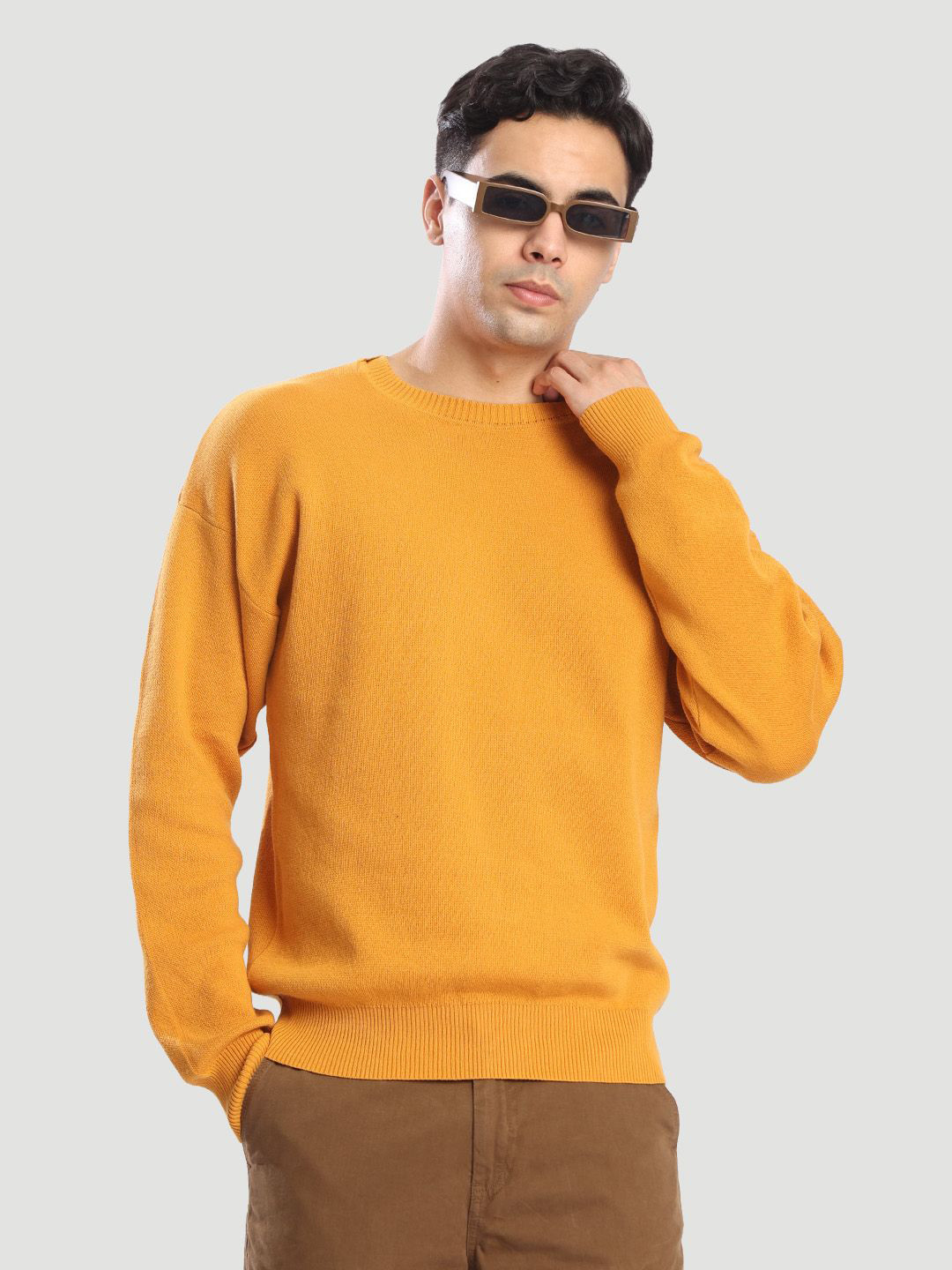 Bene Kleed Men Pullover Round neck Collar Full Sleeve Regular Fit Sweater-Pearl Knit