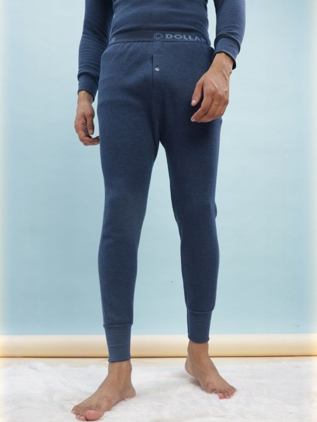 Dollar Men Blue Synthetic Wintercare Thermal Trouser