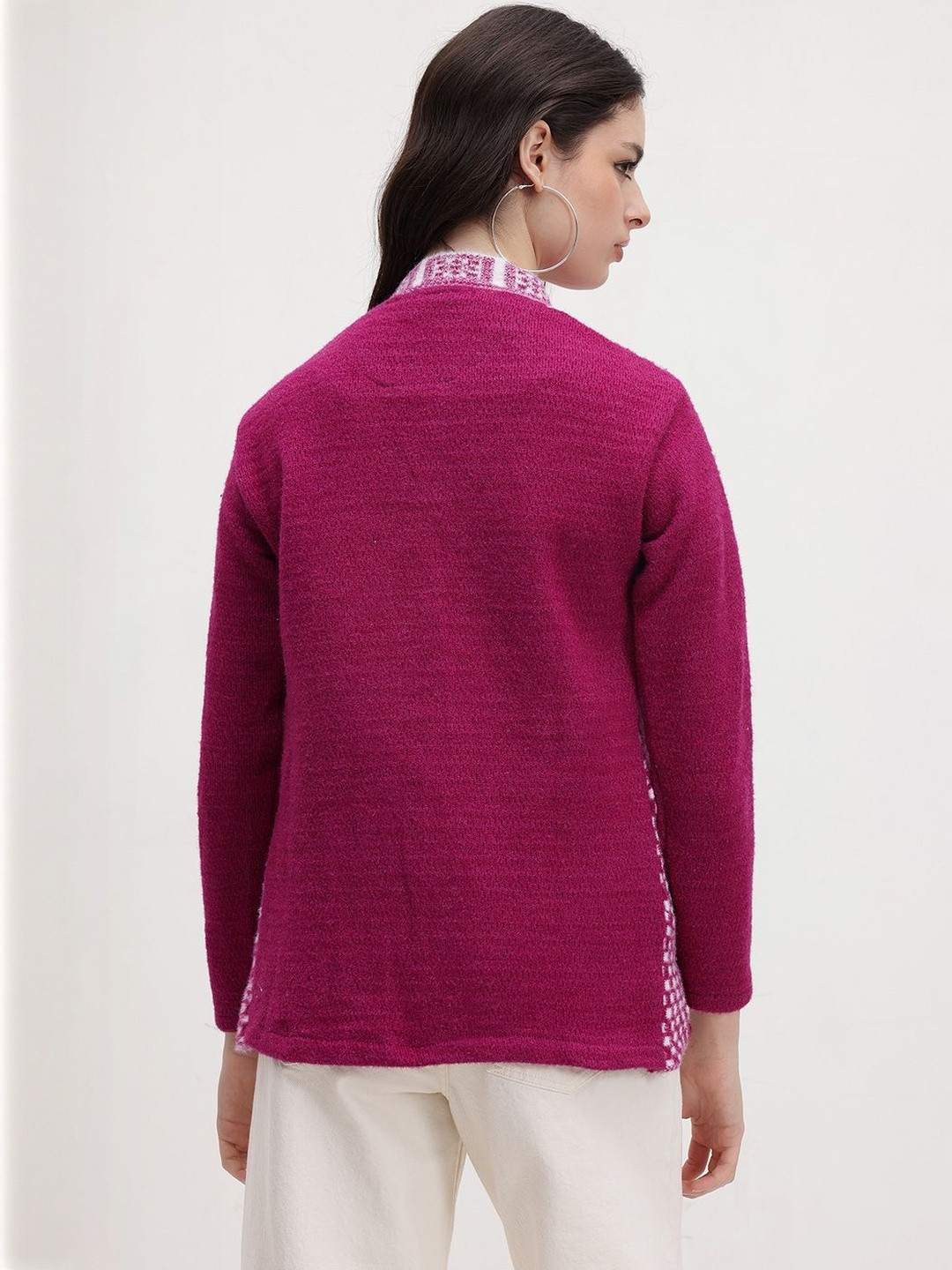 Roadster Women Purple Wool Cardigan Sweaters