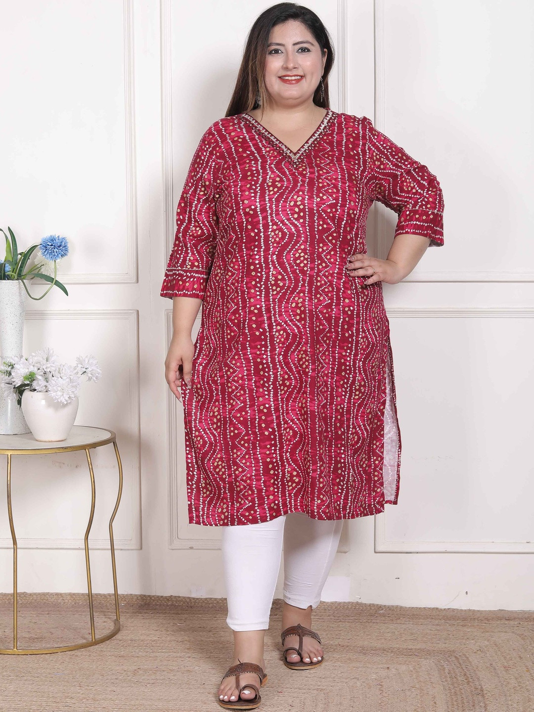Doriyaan Women Plus Size Magenta Viscose Rayon Straight Kurta
