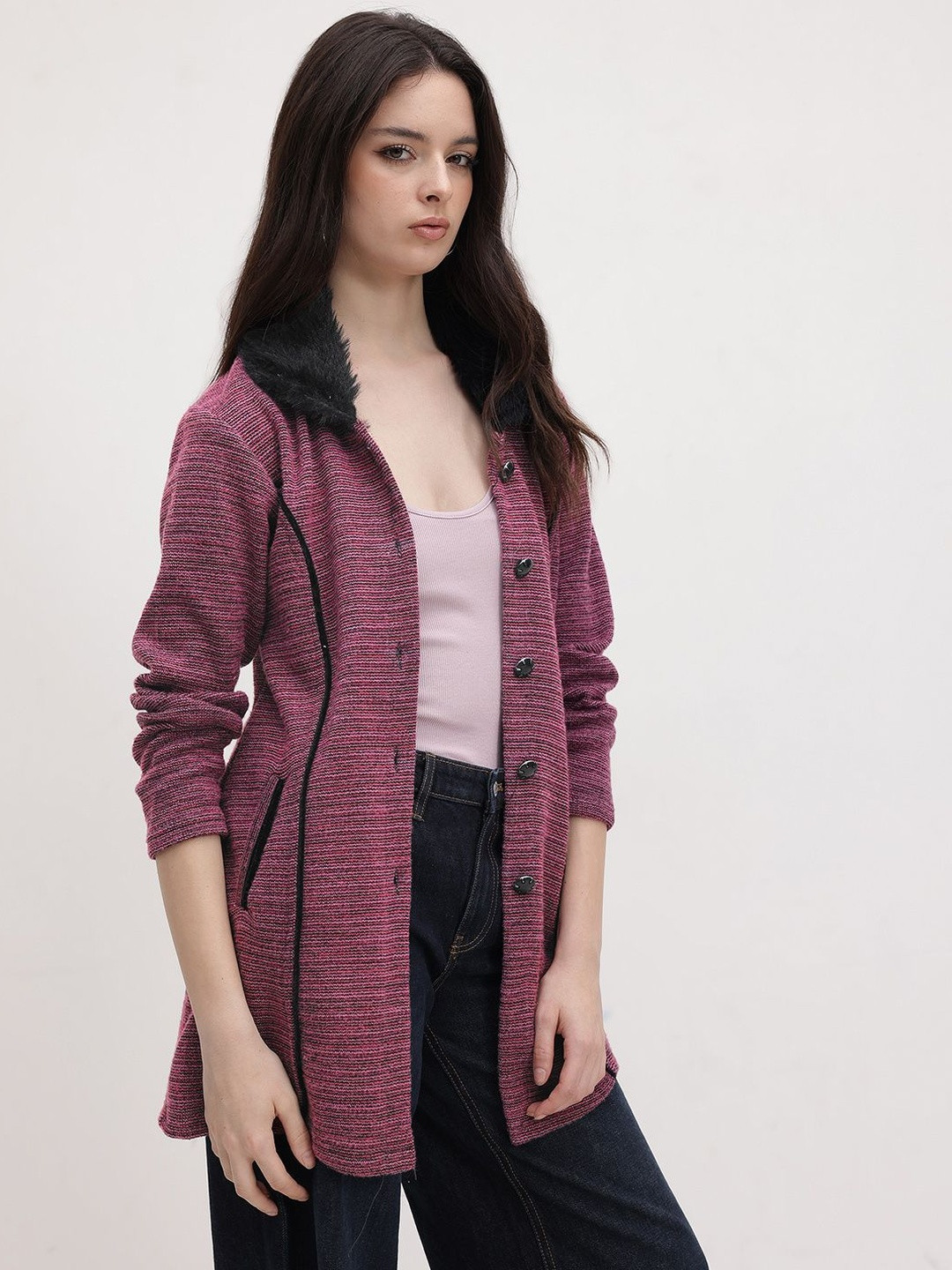 Roadster Women Pink Wool Cardigan Sweaters