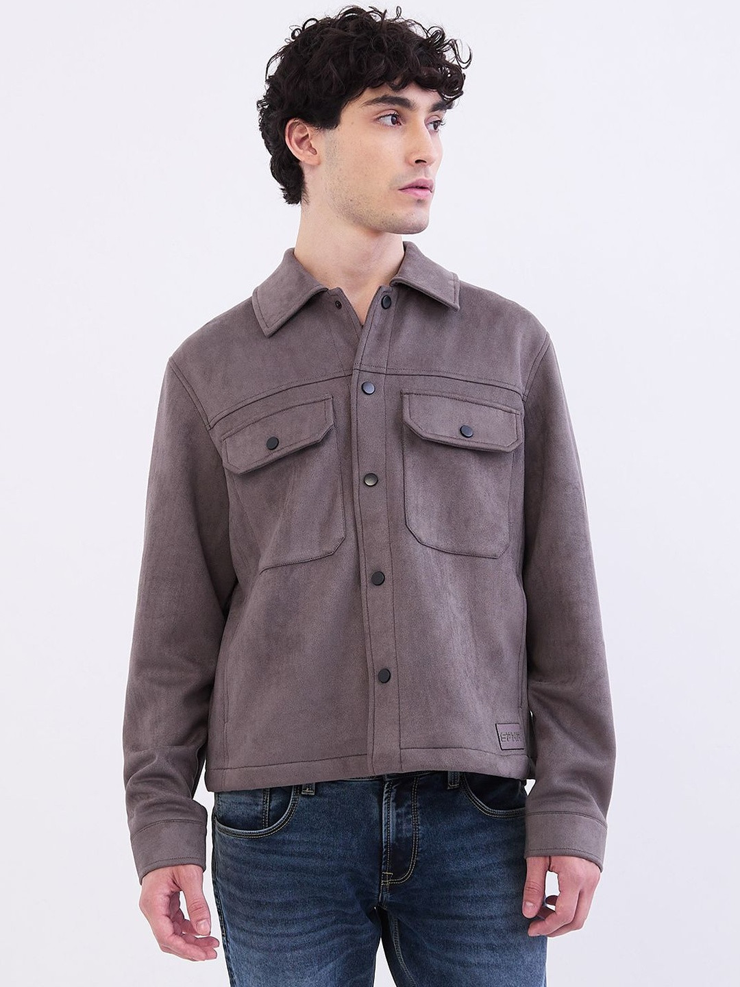 SPYKAR Men Grey Suede Jackets